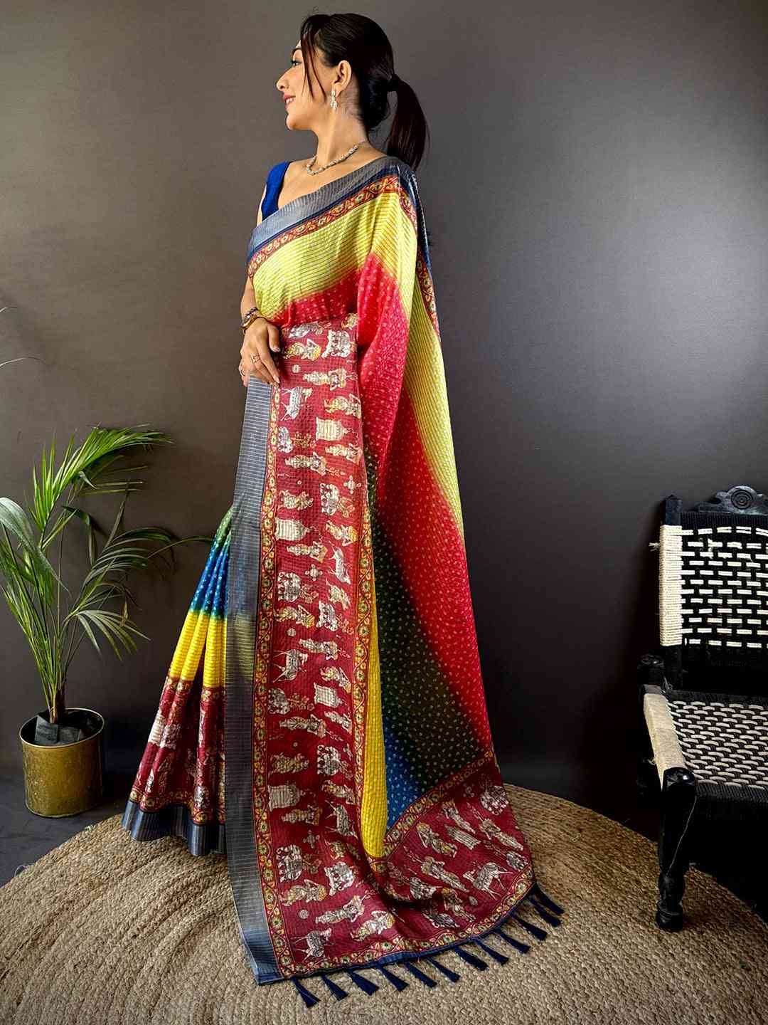 Graceful Silk Blend Bandhani Print Saree by My Store