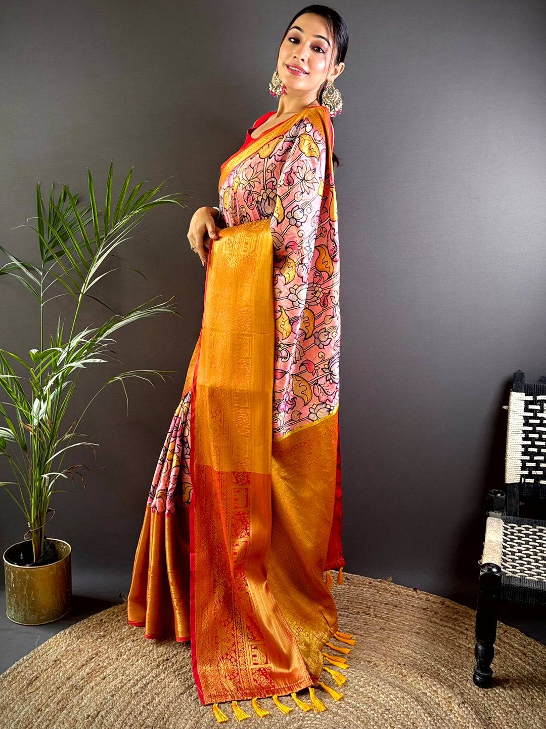 Pink Elegant Soft Silk Saree With Pattu Zari Border by My Store