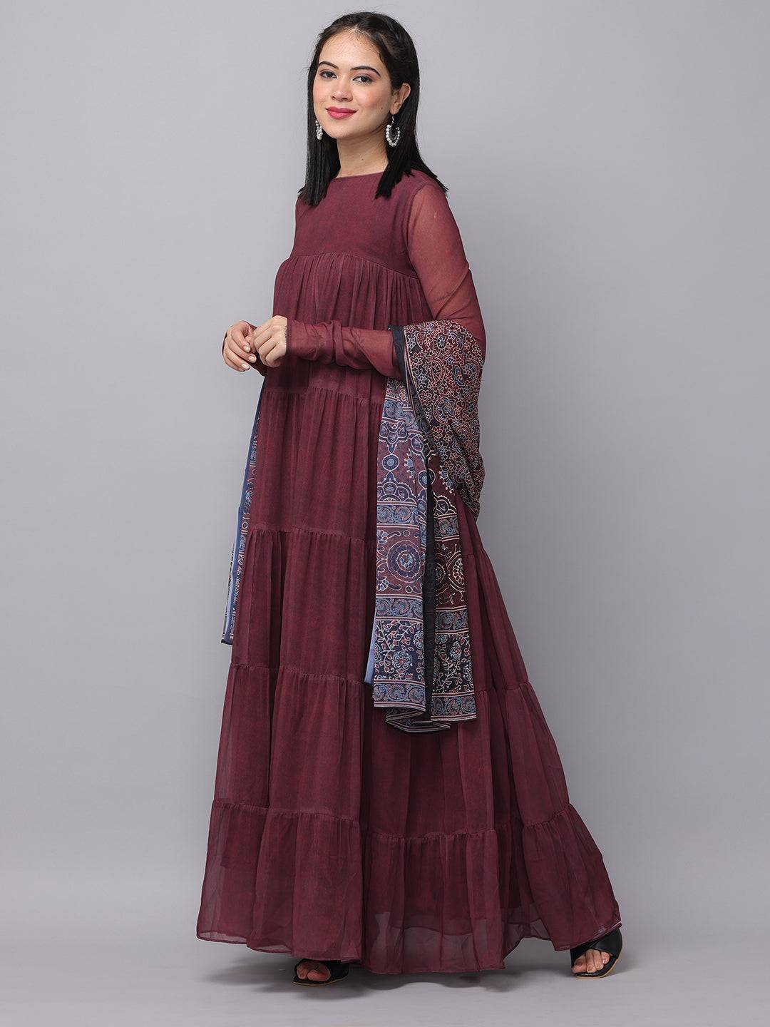 Mulberry Round Neck Long Dress by My Store