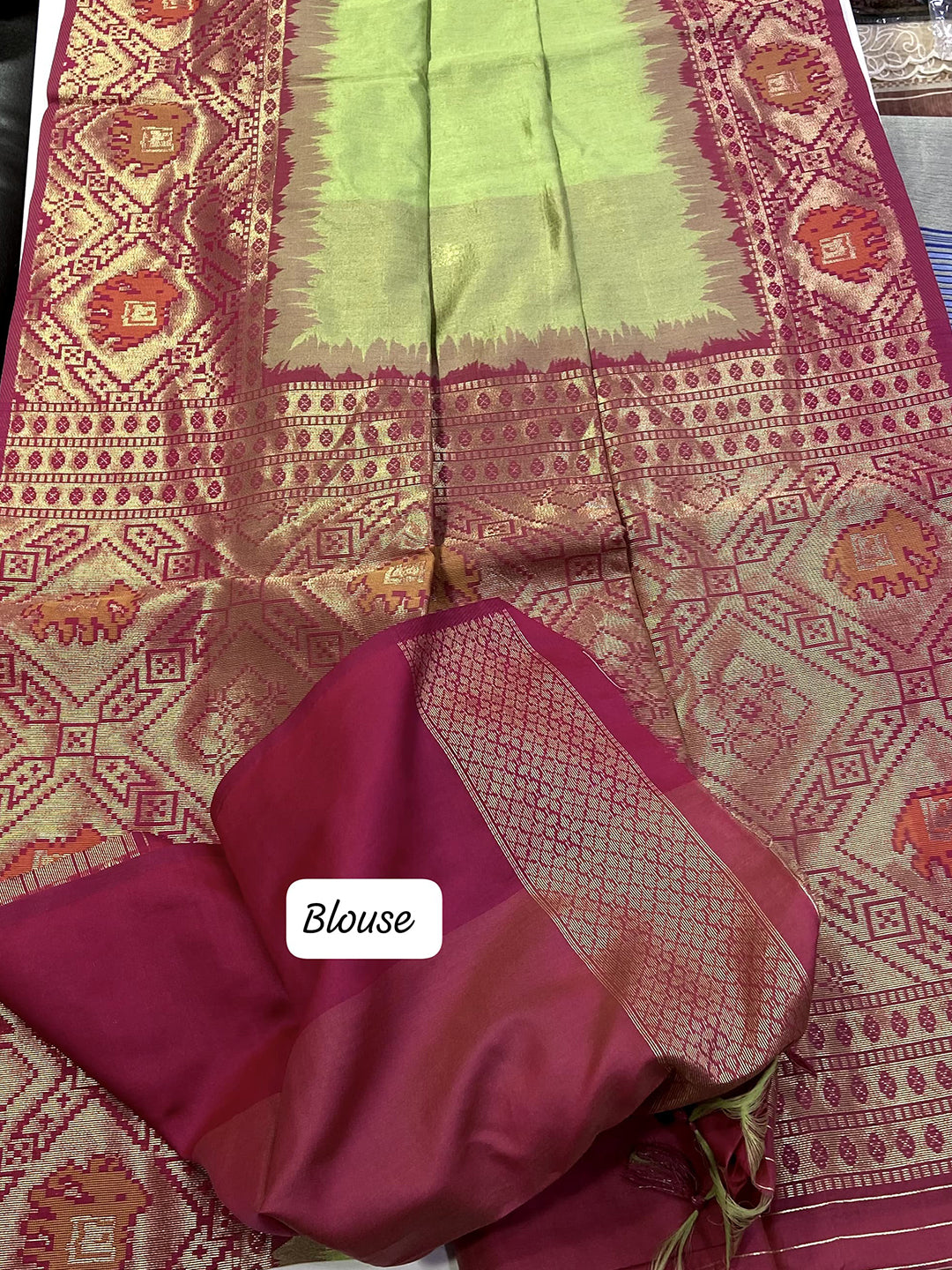 Regal Pista Silk Zari Weaving Saree by My Store