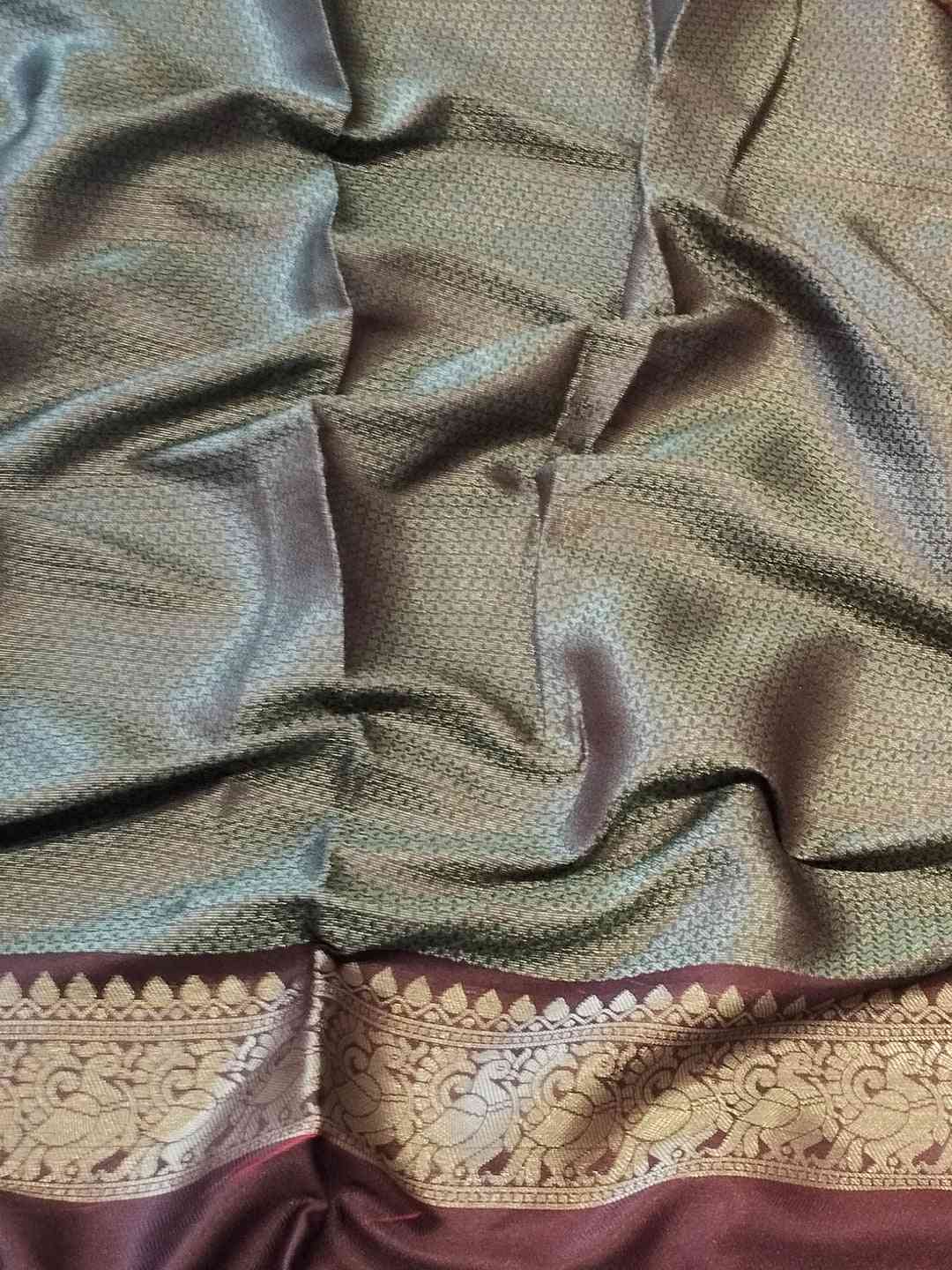Pink Colour Double Border Chex Weaving Banarasi Soft Silk Saree by My Store