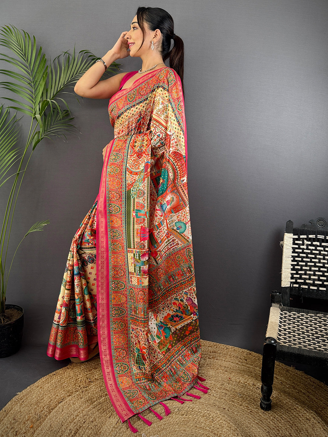 Soft Silk Pashmina Kashmiri Print Saree