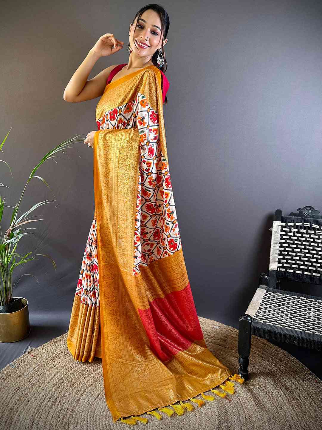 Design Soft Chanderi Silk Patola Design Festive Wear Saree by My Store