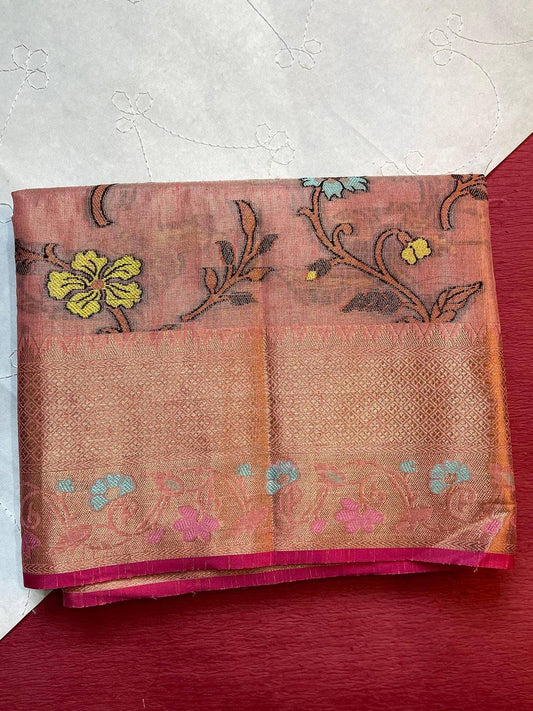 Peach Blossom Kora Silk Saree by My Store