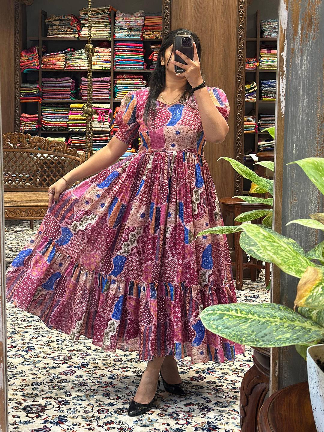 Desert Rose Patchwork Print Midi by My Store