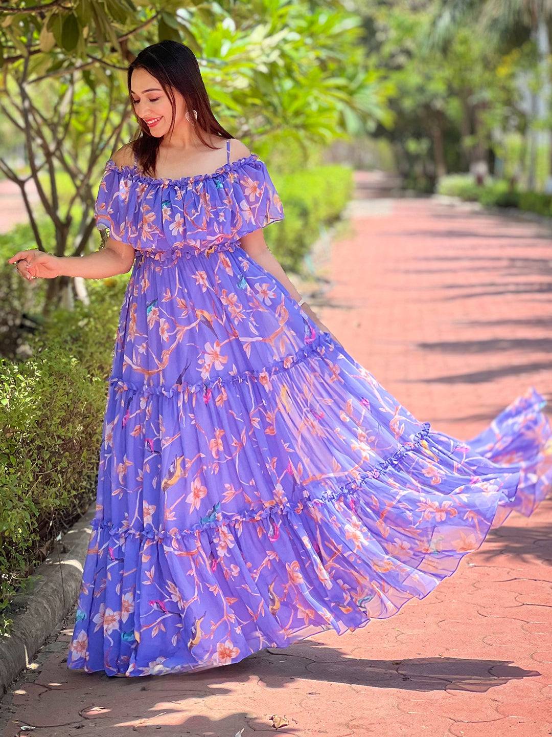 Purple Martini Floral Maxi Dress by My Store