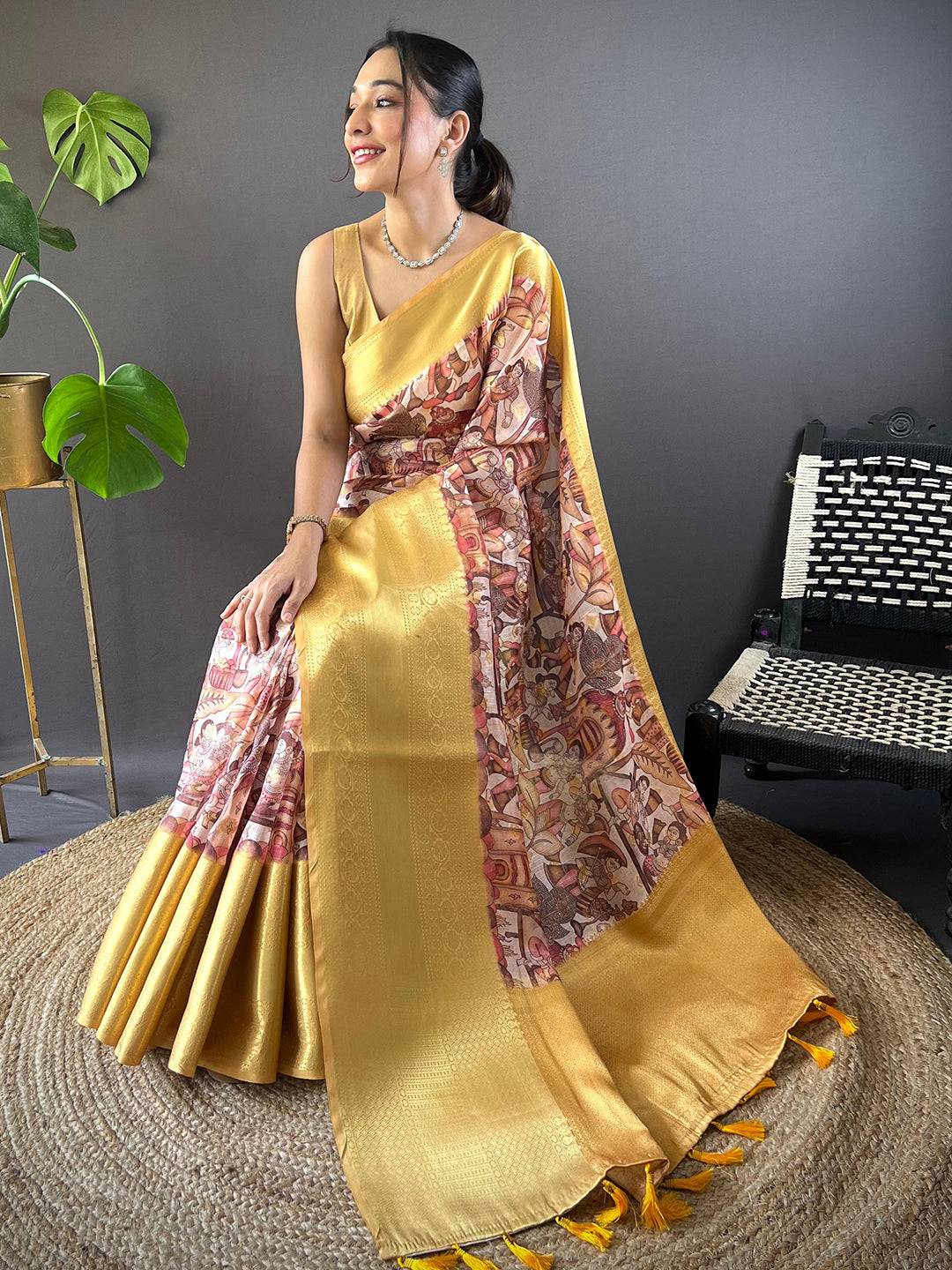 Golden Bloom Kota Doriya Saree by My Store