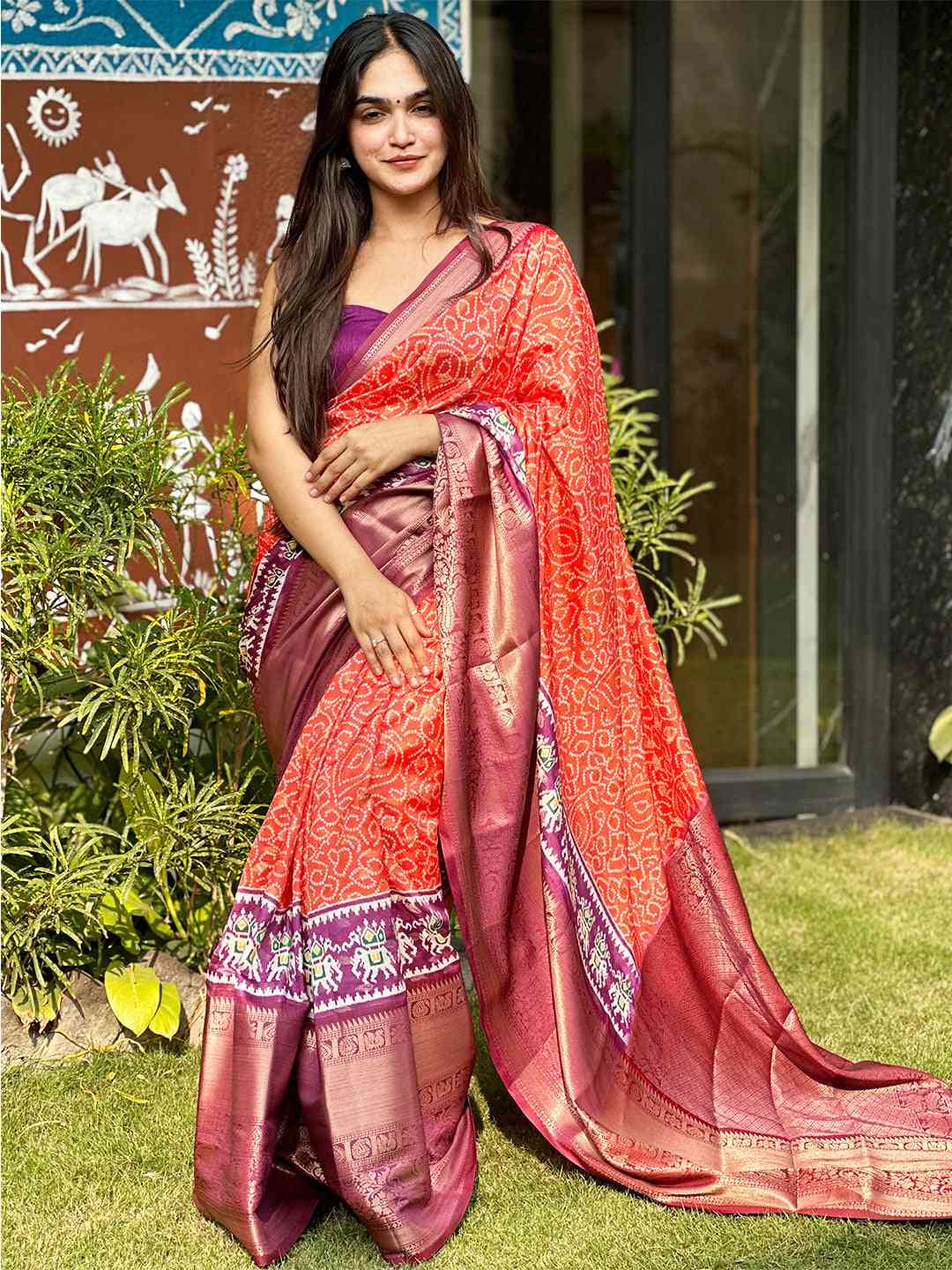 Soft Silk Bandhej Digital Printed Saree by My Store