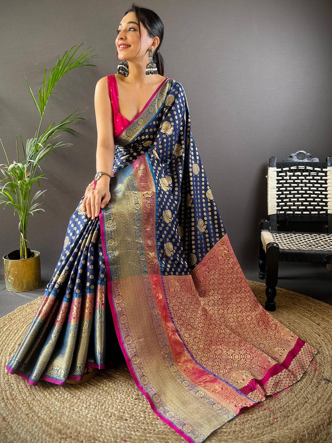 Regal Radiance Banarasi Polka Zari Saree by My Store