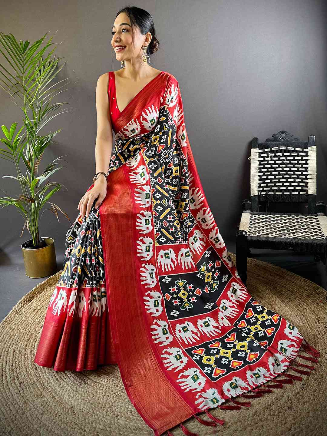 Black Soft Silk Patola Radiance Saree