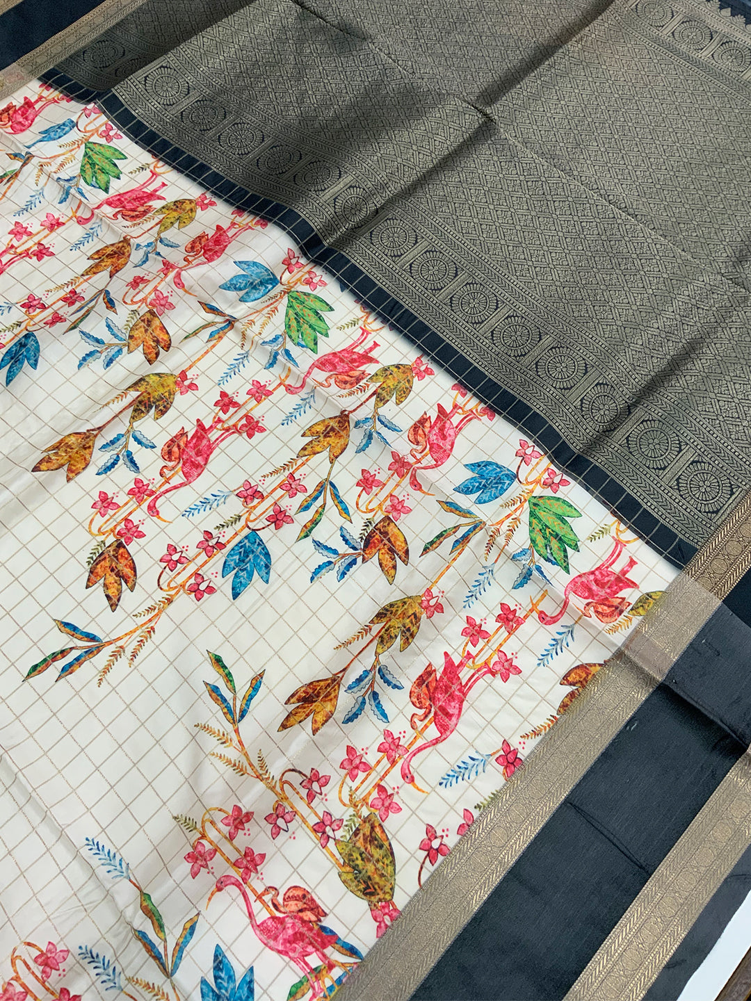Regal Kalamkari Satin Bentex Gadwal Saree by My Store