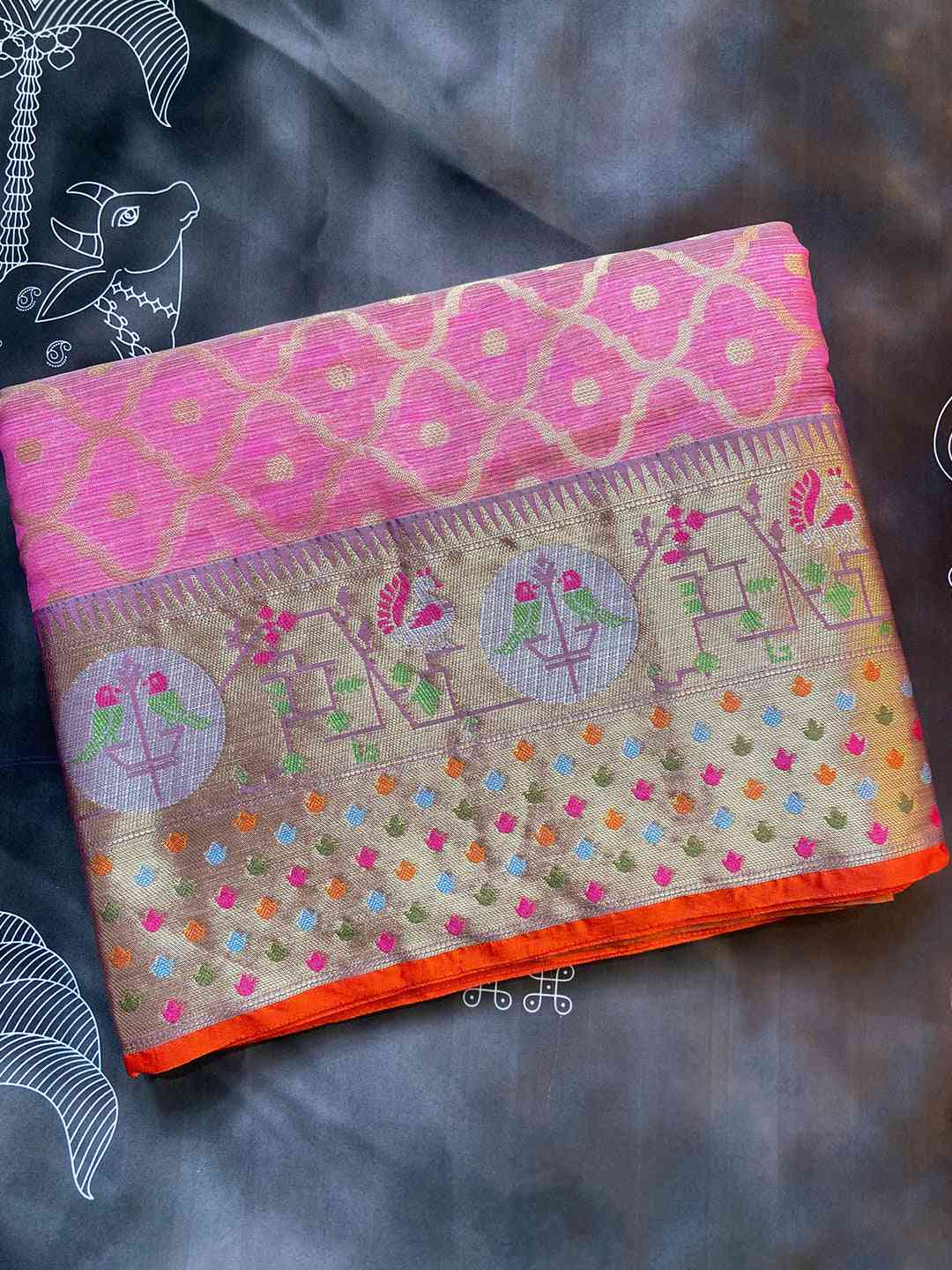 Stunning Kota Doria Soft Silk Minakari Patola Weaving Saree