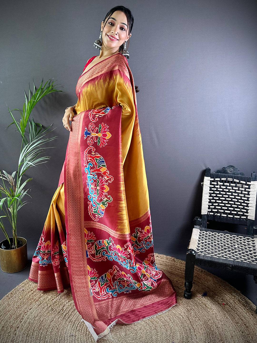 Desert Yellow Banarasi Silk Saree by My Store
