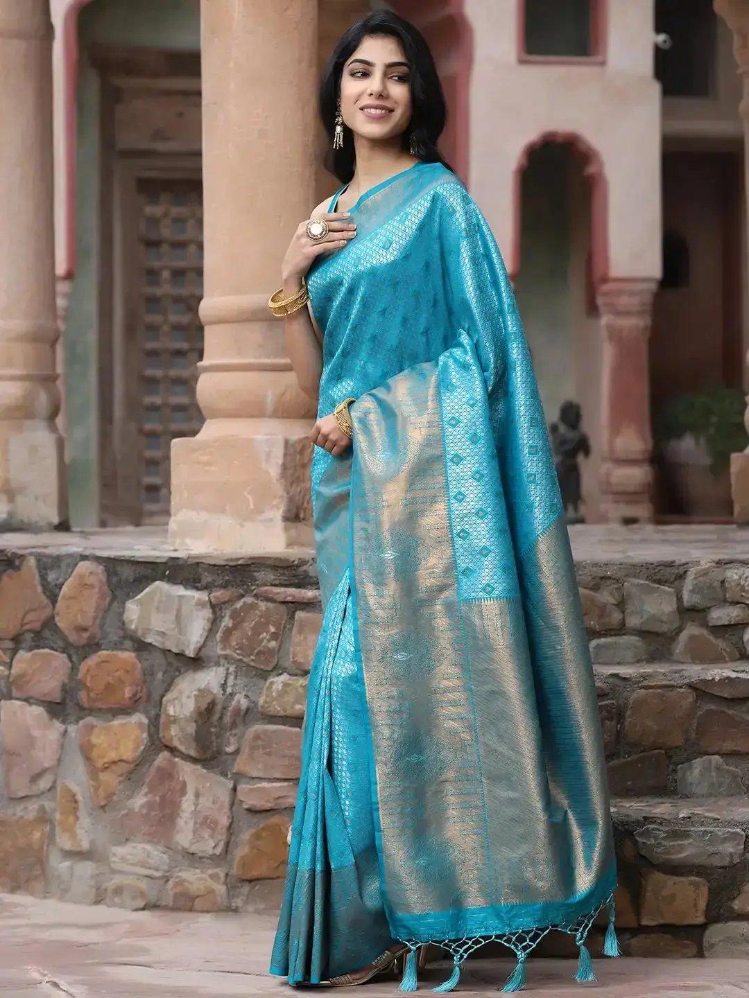 Kanjivaram Silk Saree With Zari Work by My Store