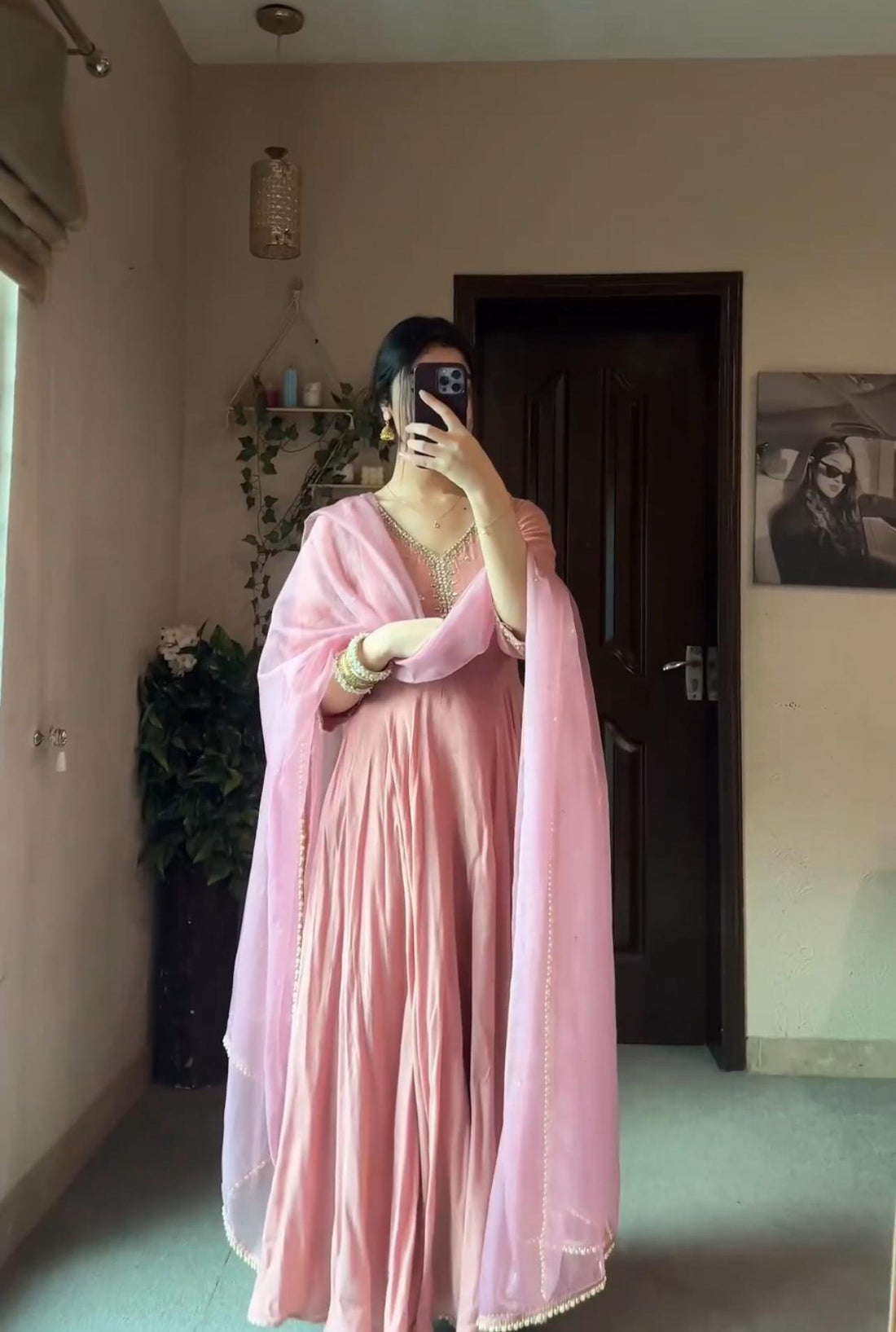 Designer Party Wear Peach Color Exclusive Gown by My Store