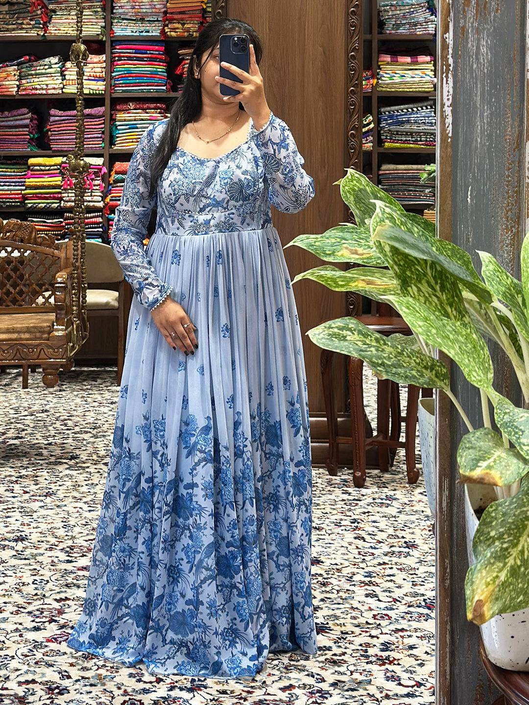 Serene Azure Blossom Party Dress by My Store