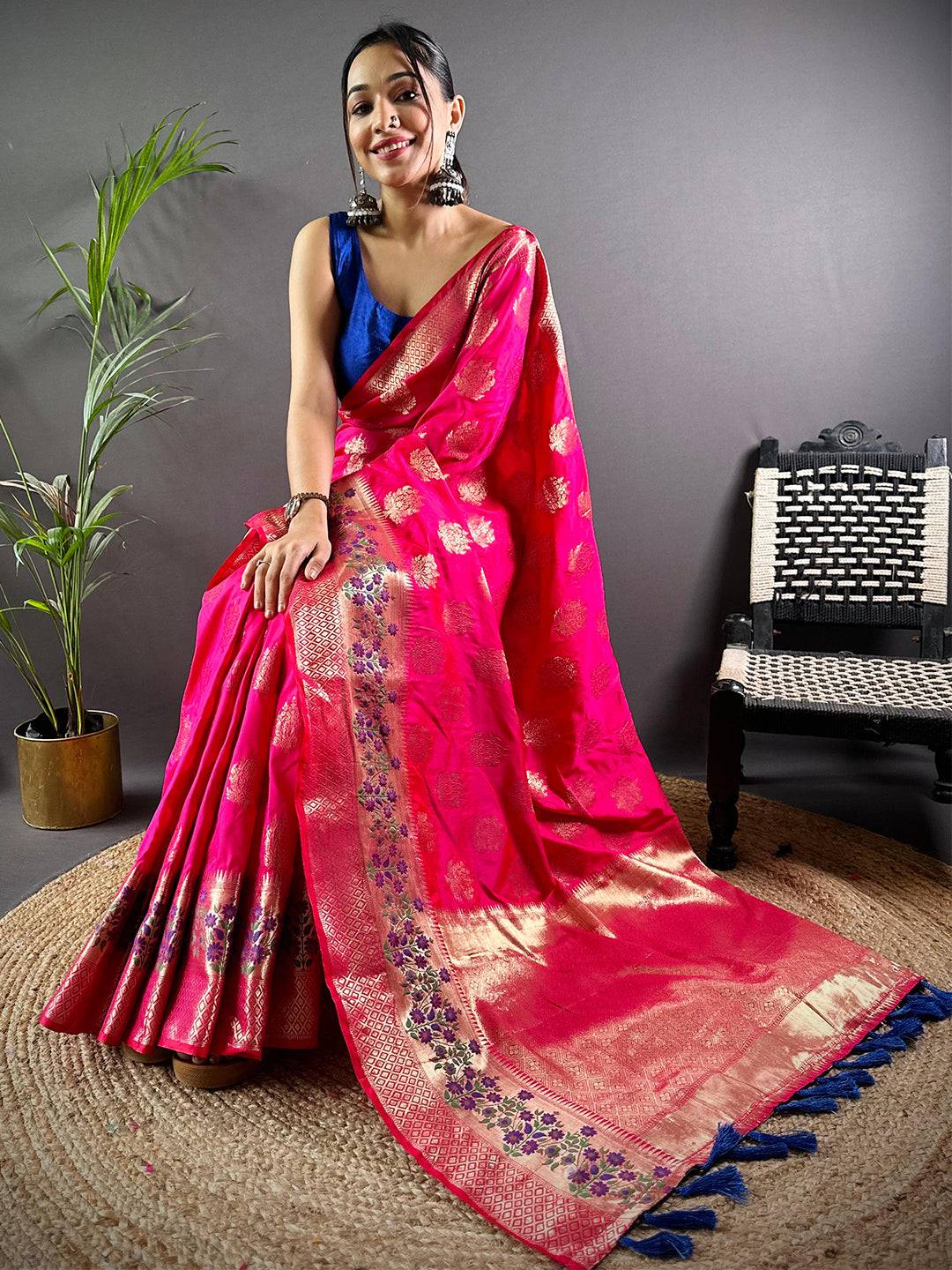Golden Bloom Banarasi Elegance Saree by My Store