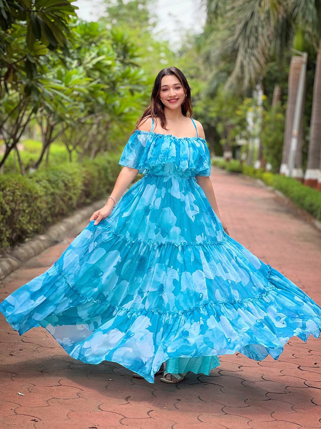 Sky Mist Floral Maxi Dress by My Store