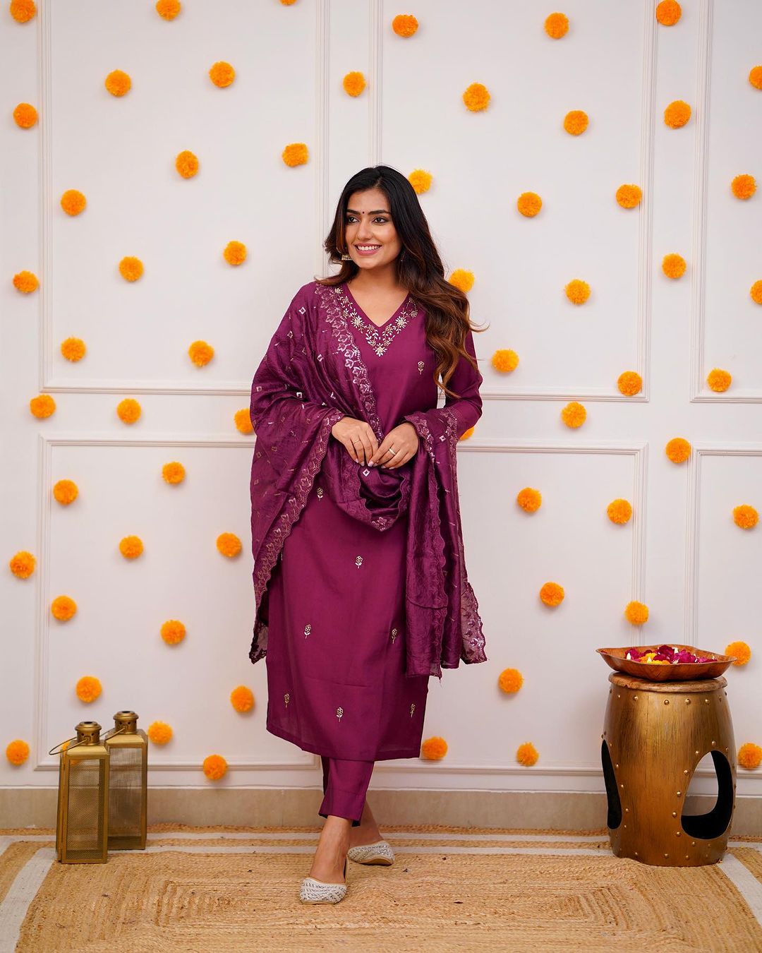 Festival Wear Viscos Purple Kurta Set