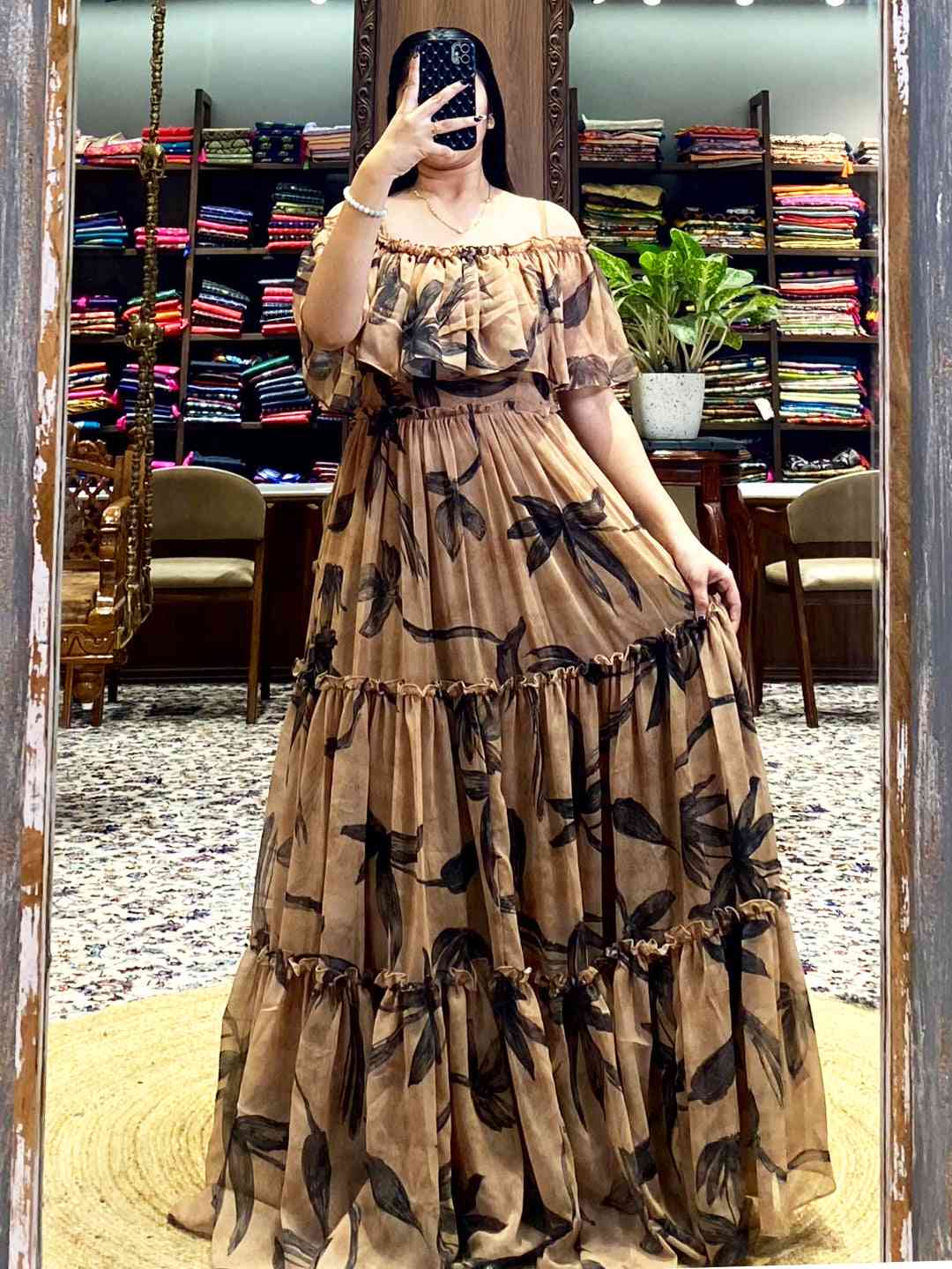 Botanical Off-Shoulder Ruffle Dress by My Store
