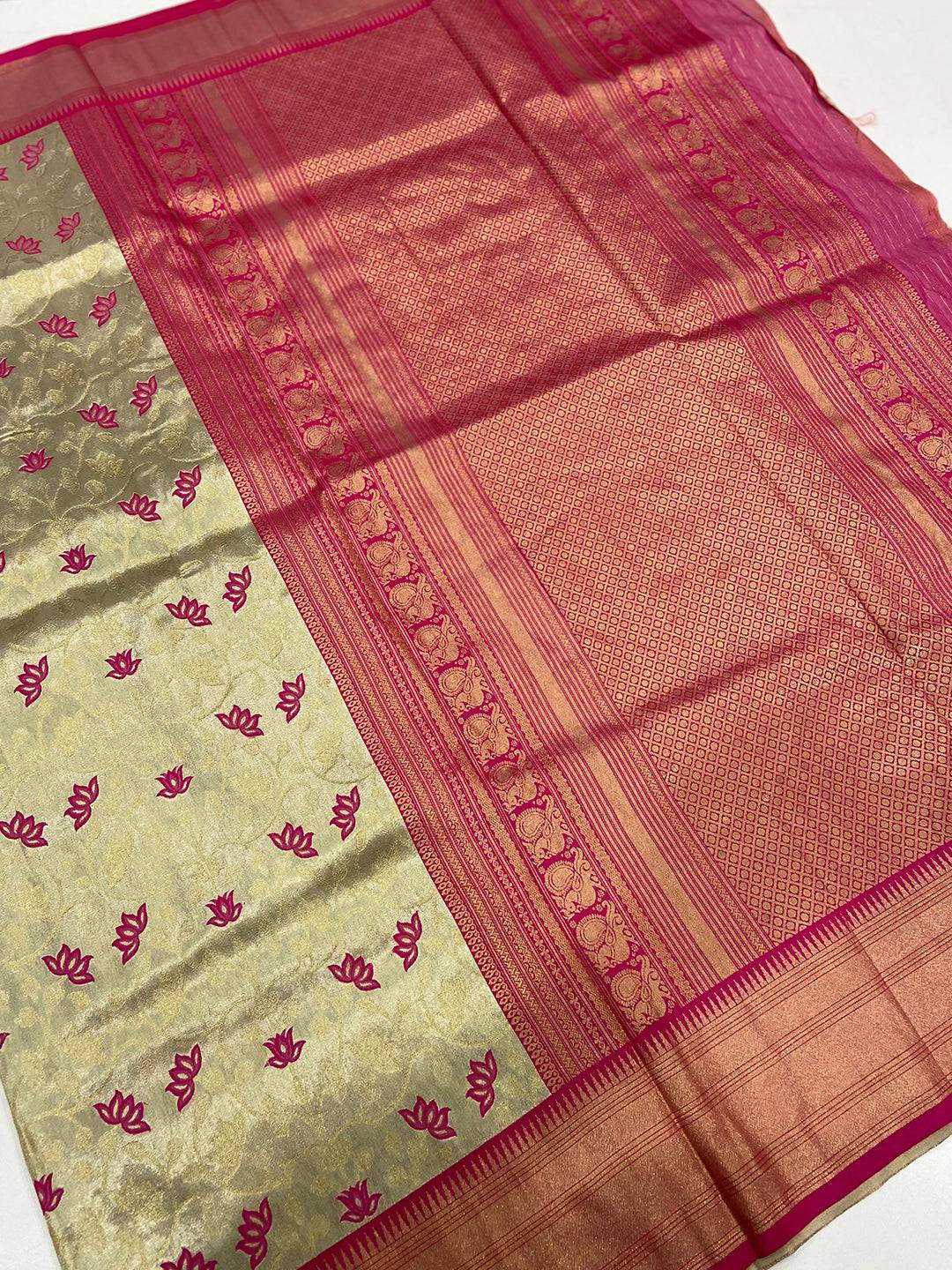 Golden Heritage Lotus Saree by My Store