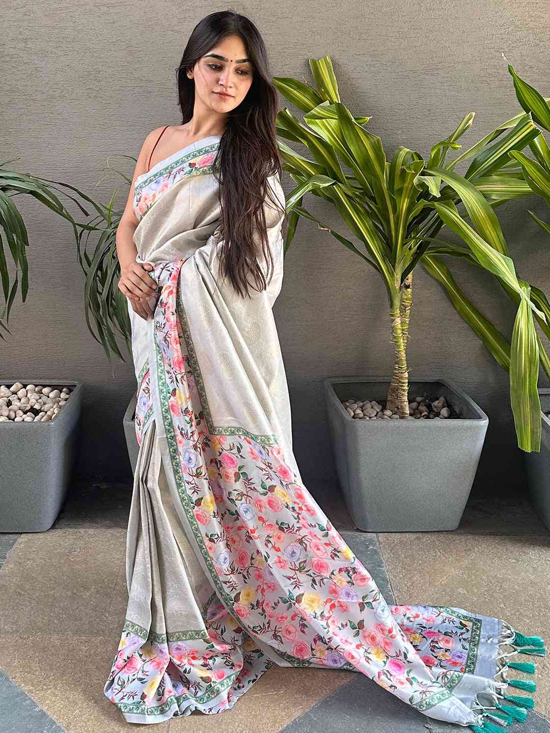 Banarasi Kanjivaram Floral Print Saree