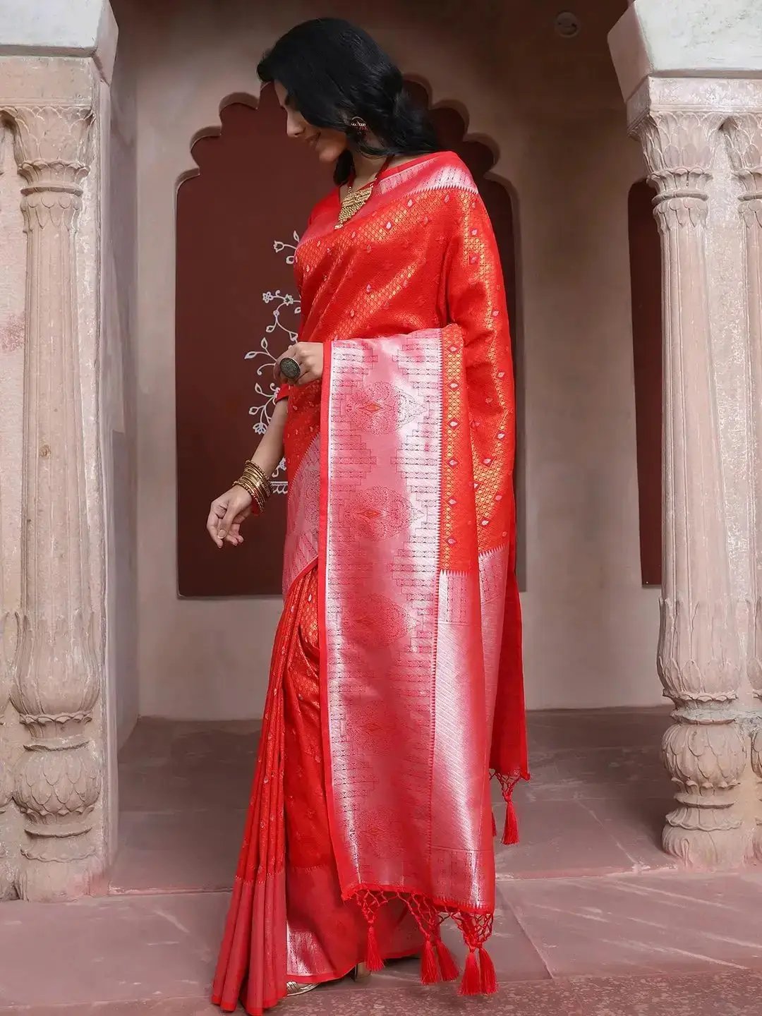 Kanjivaram Silk Saree With Zari Work by My Store