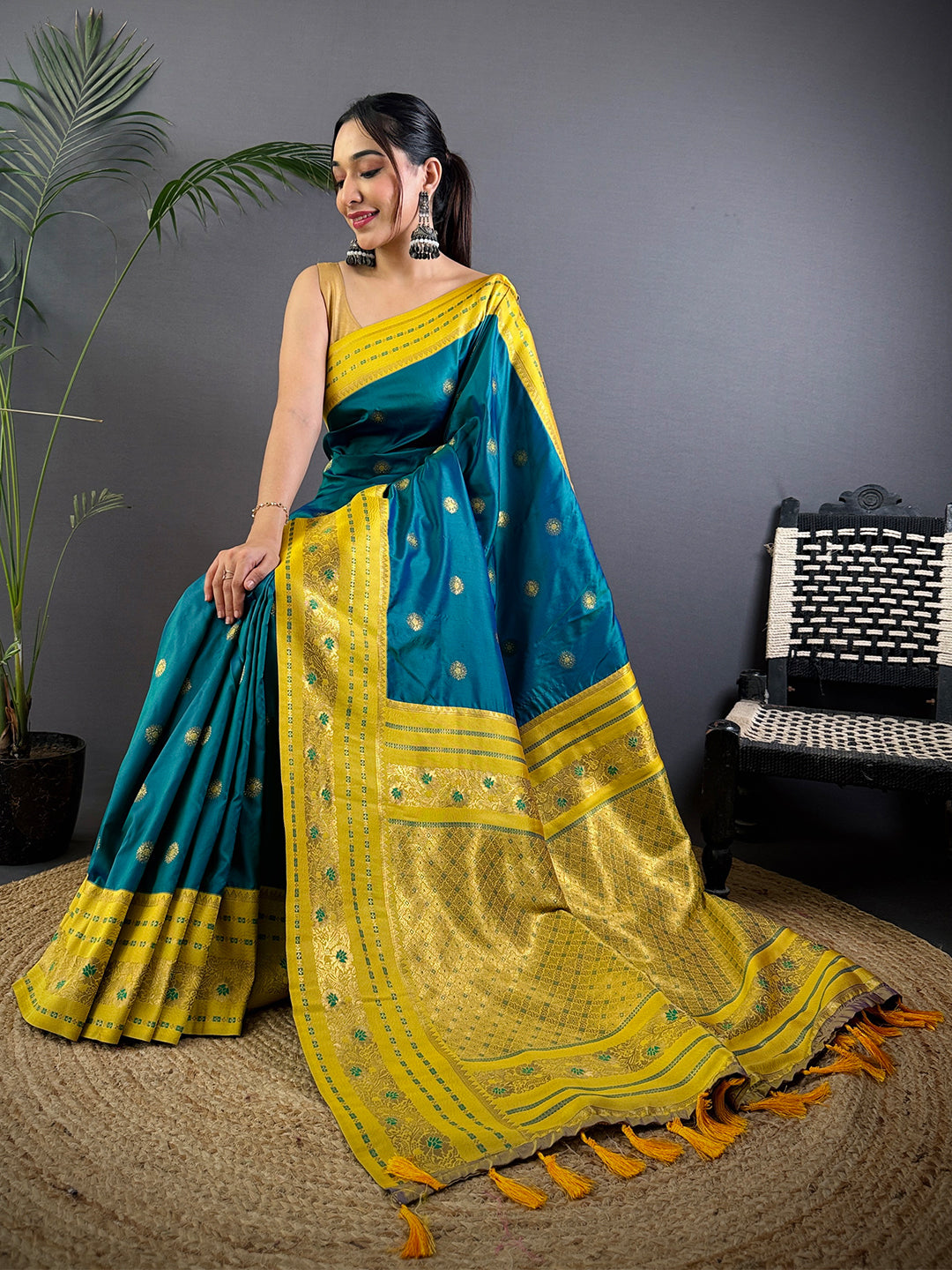 Radiant Feather Dubal Tone Soft Silk Saree