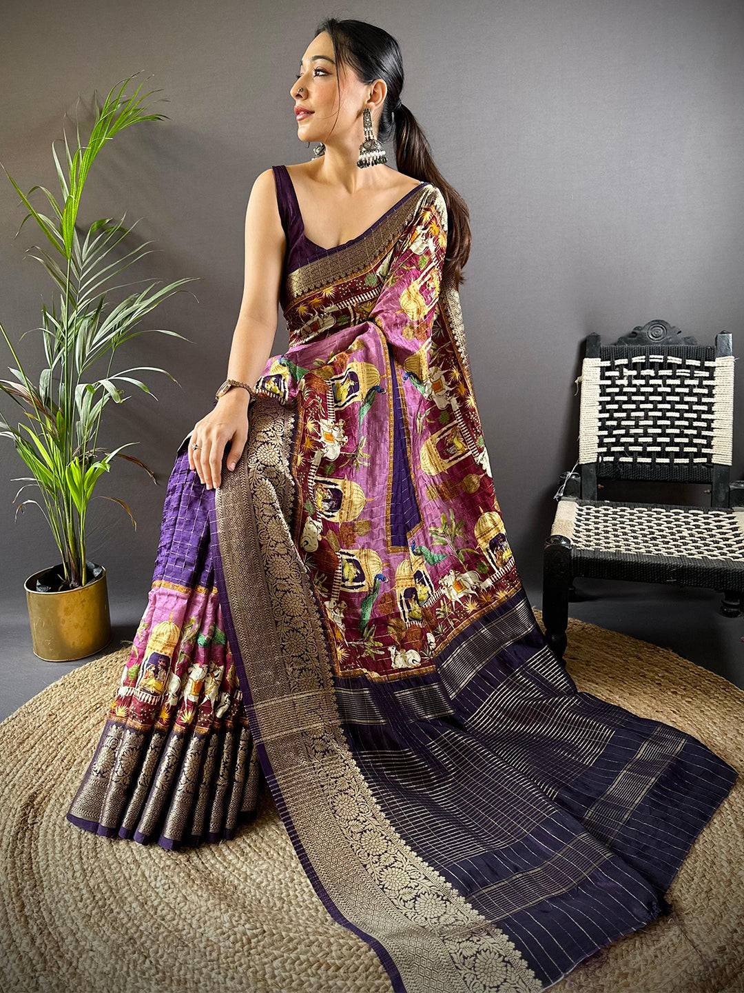 Mughal Heritage Viscose Dola Silk Saree by My Store