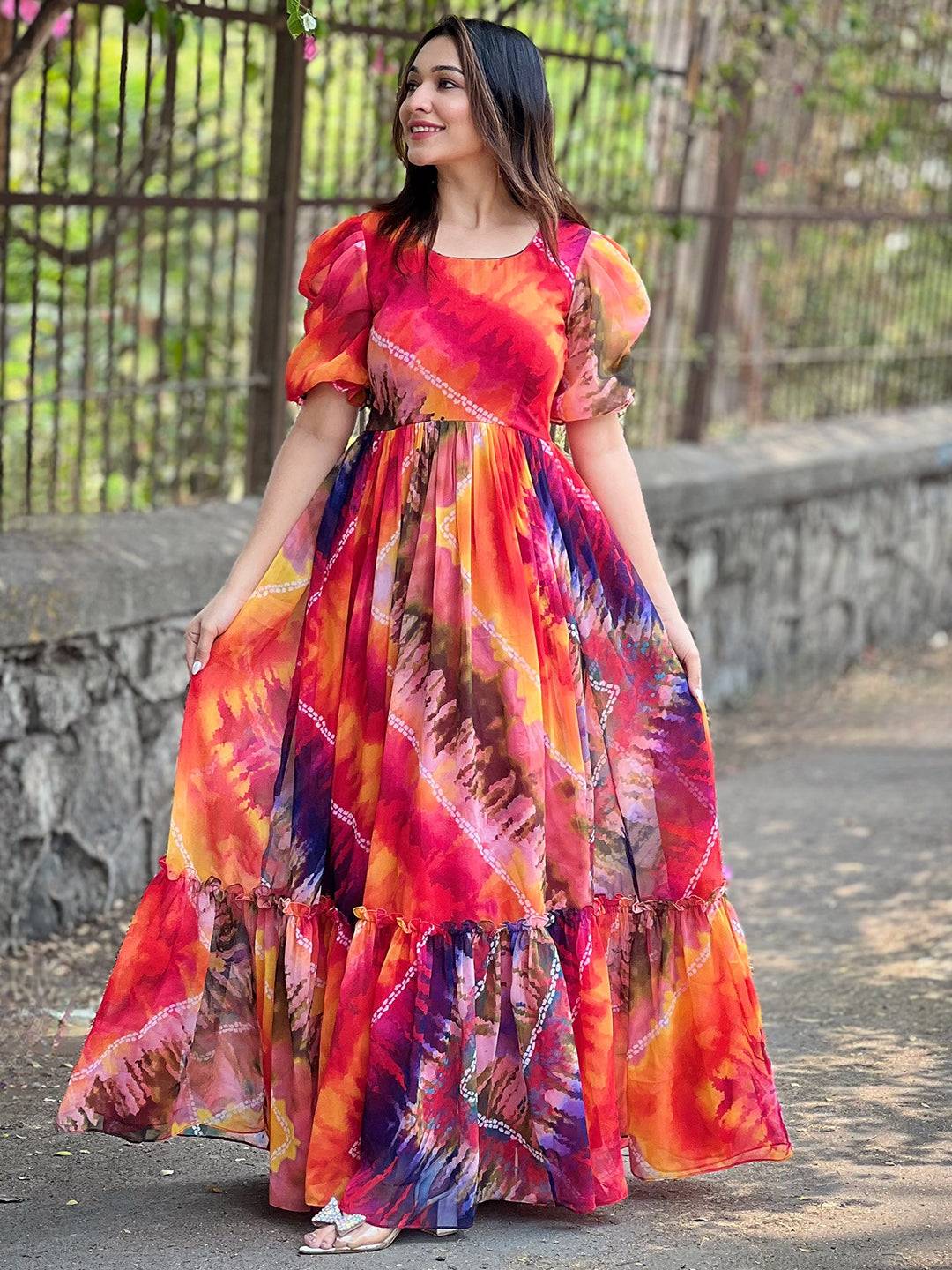 Multi Batik Bandhej Dress