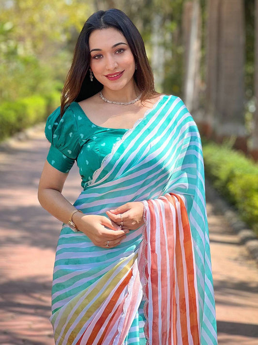 Latest Stripted Leheriya Saree by My Store