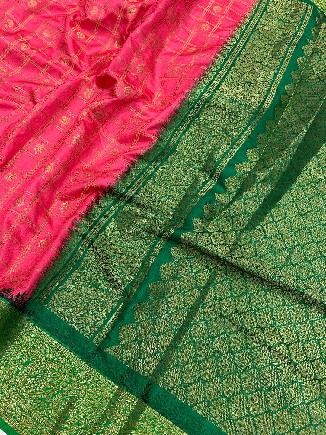 Blush Pink Kovai Banarasi Silk Saree by My Store