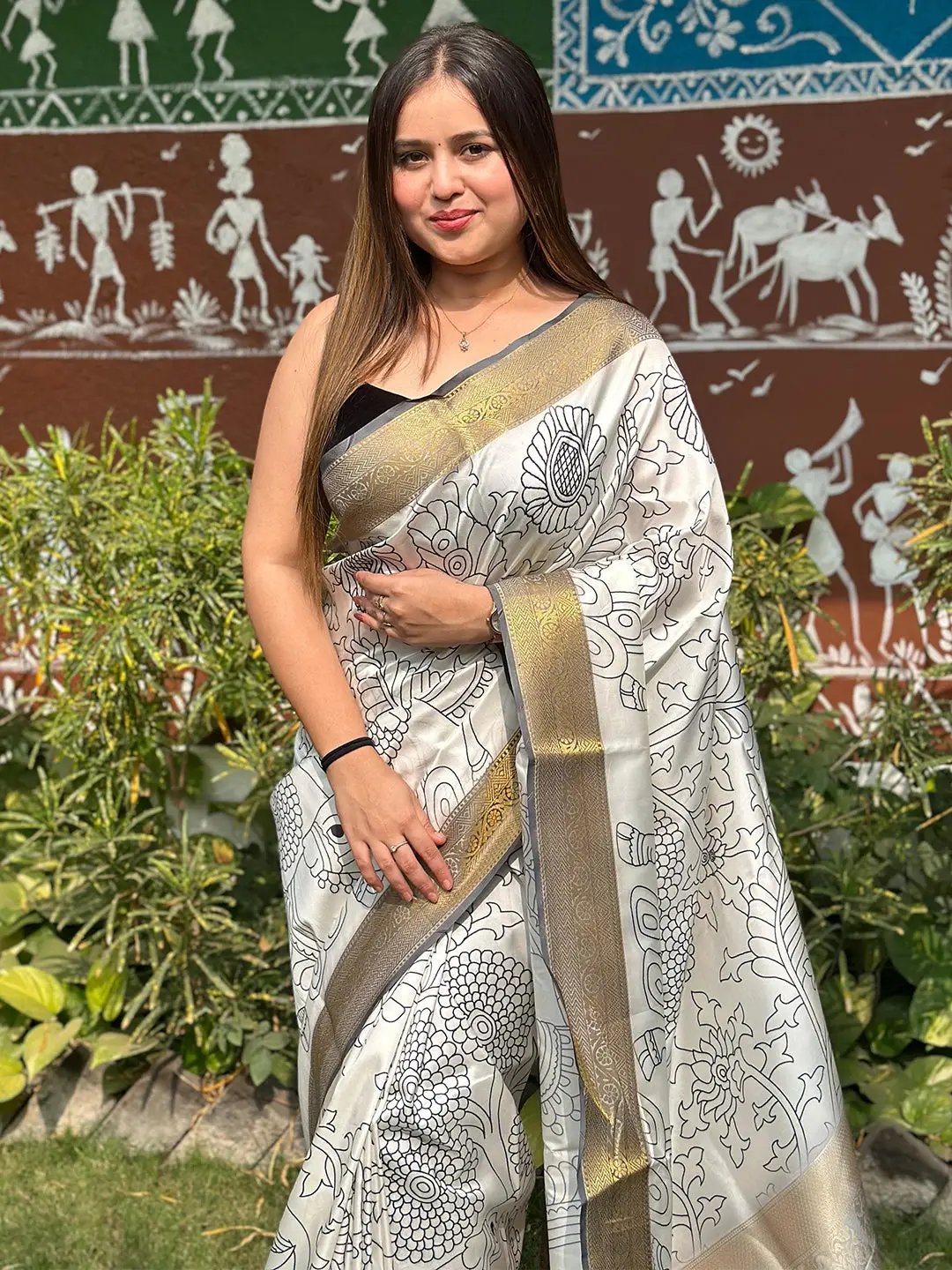 Stunning Kalamkari and Block Print Work Saree by My Store