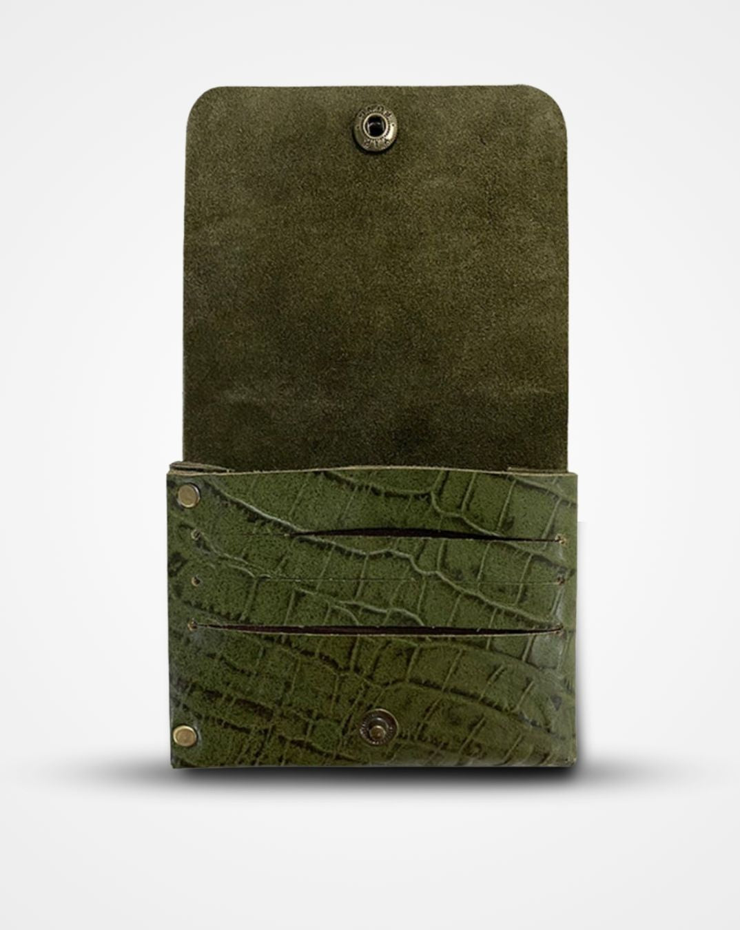 Green croc print native batua