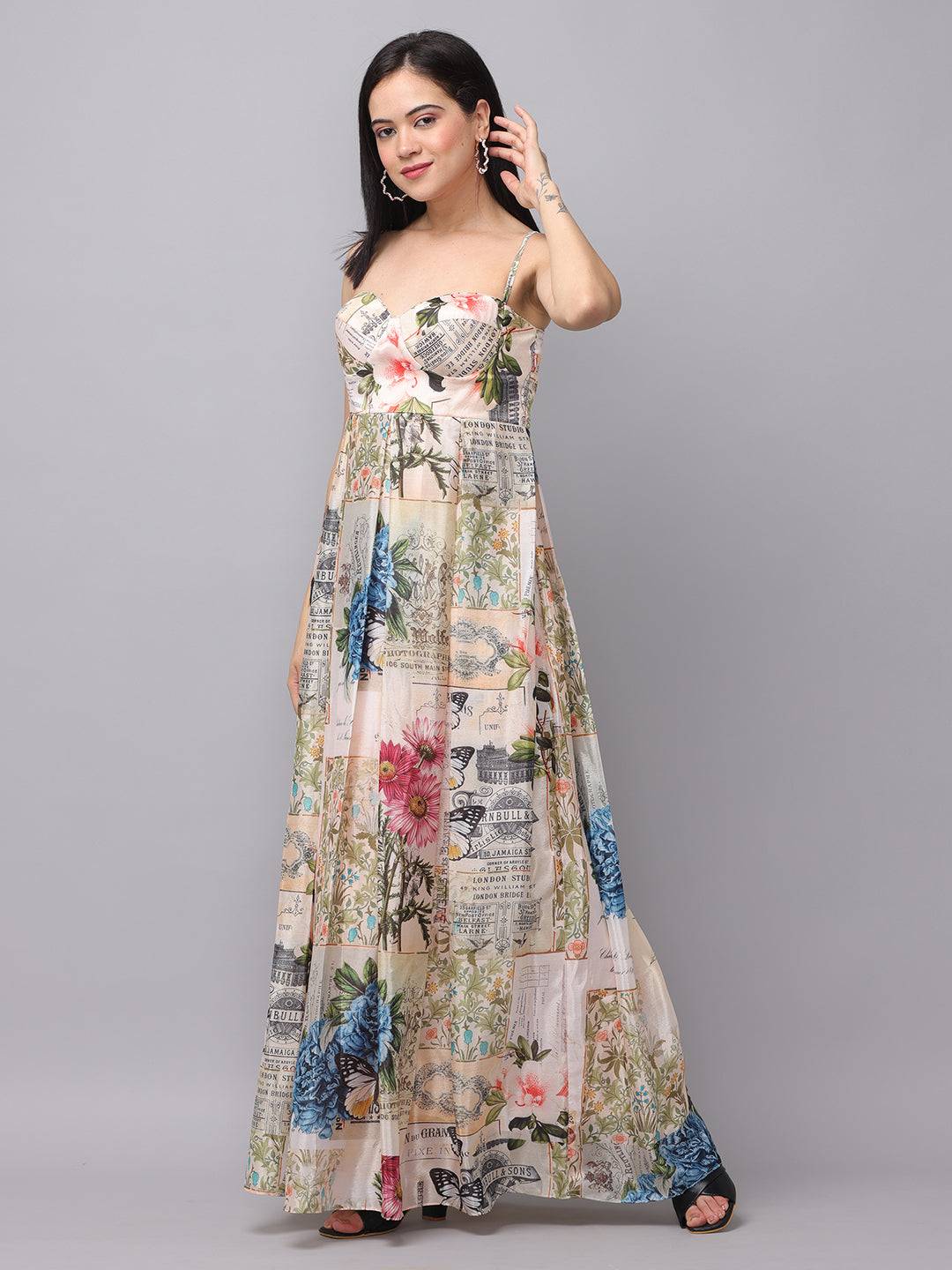 Sweetheart Neck Multi Color Dress by My Store