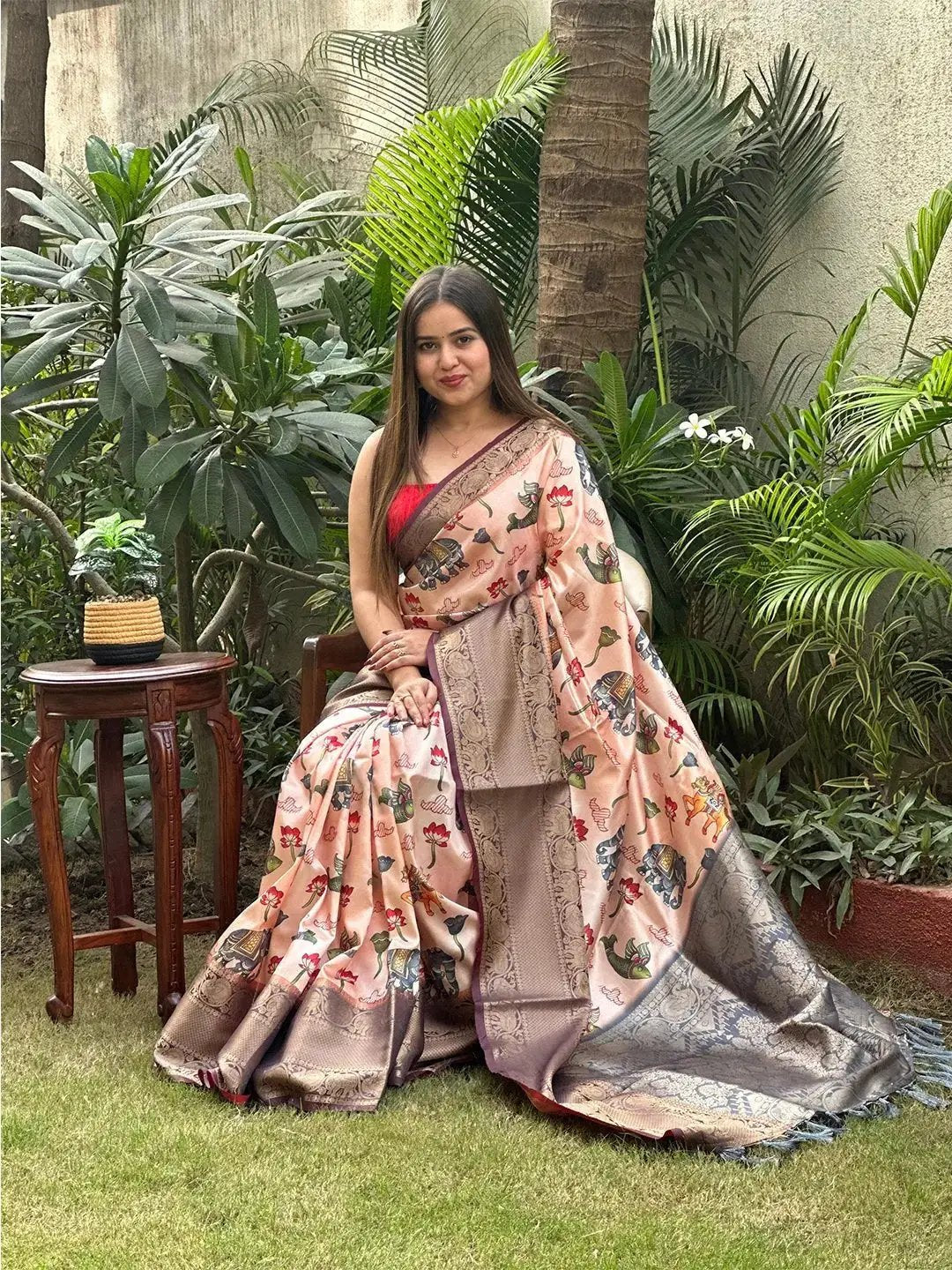 Soft Silk Kalamkari Digital Print Saree