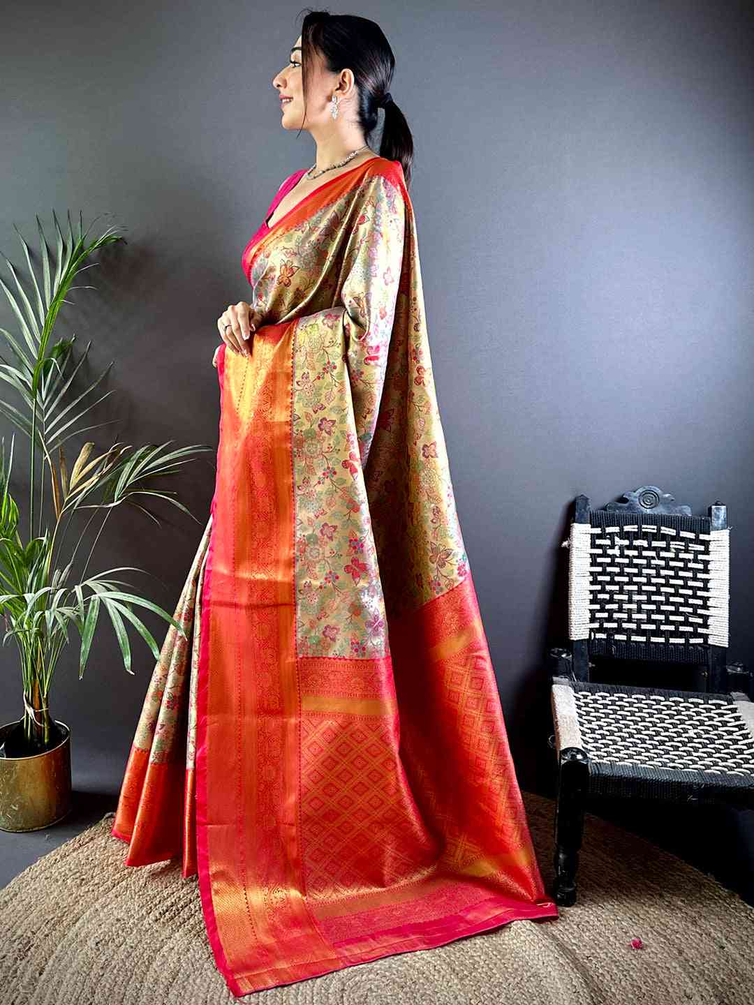 Rani Dharmavaram Butterfly Silk Saree by My Store