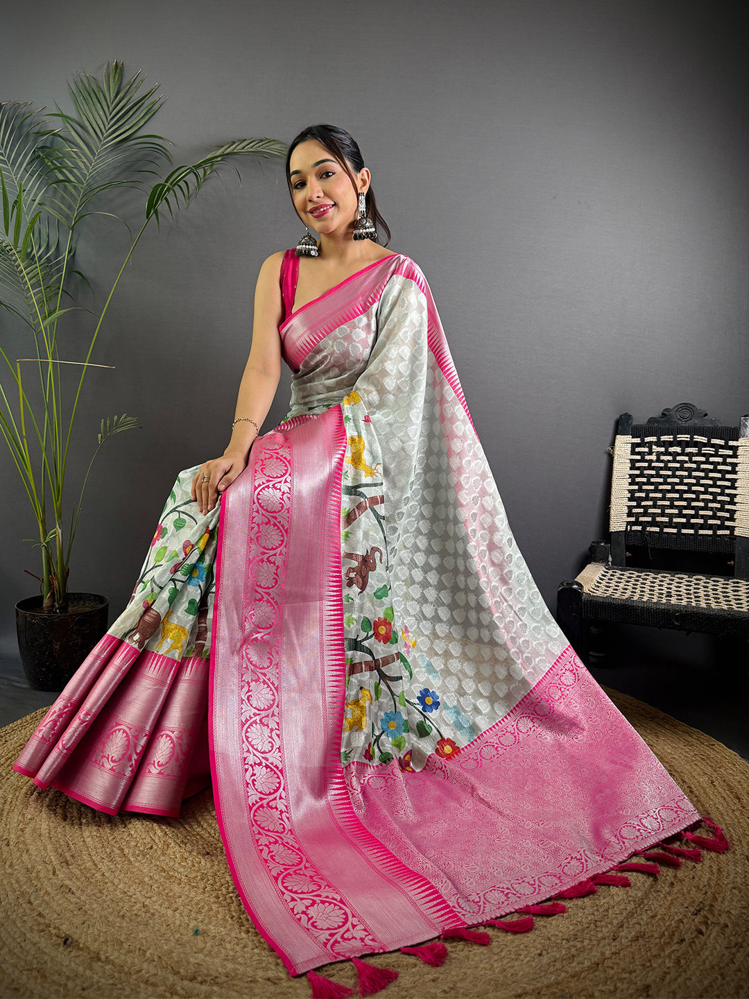 Ethereal White Kora Tissue Saree by My Store