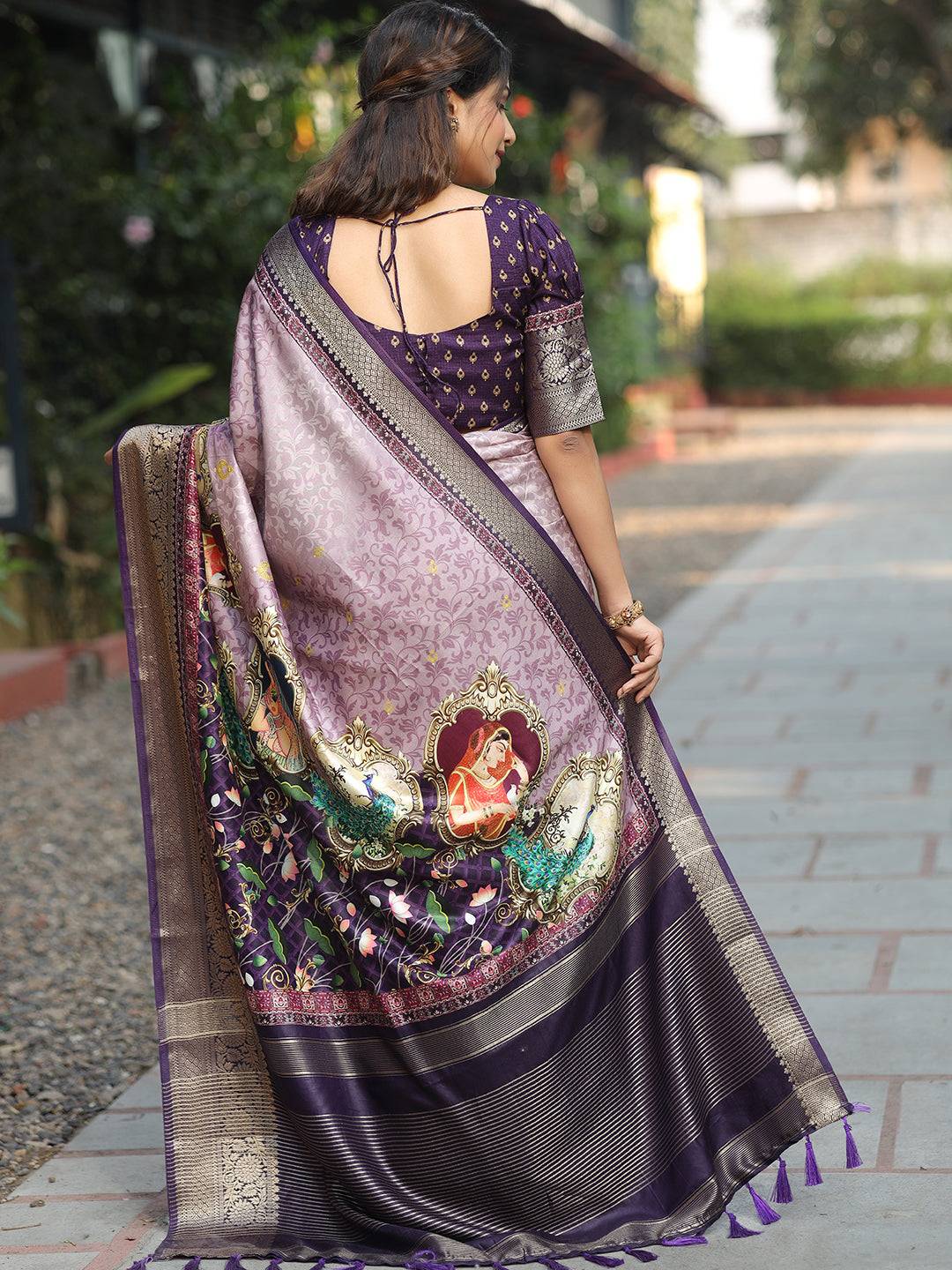 Pure Viscose Dola Silk Saree With Zari Weaving Pallu In Light Purple Colour - Luxe by My Store
