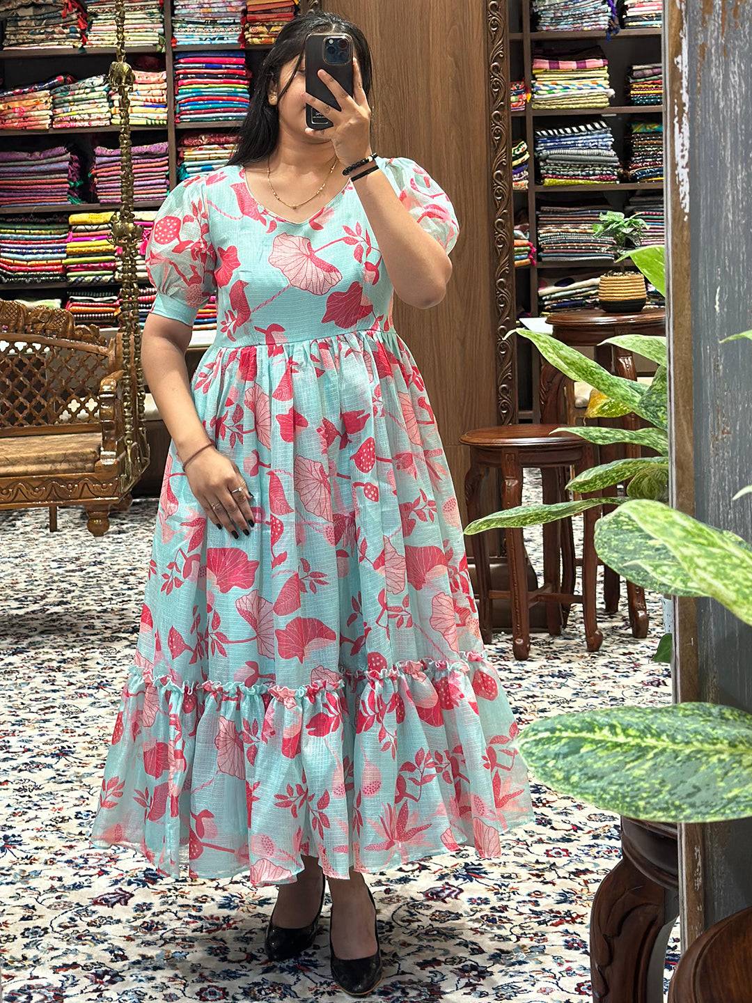 Ocean Blue Abstract Print Dress by My Store