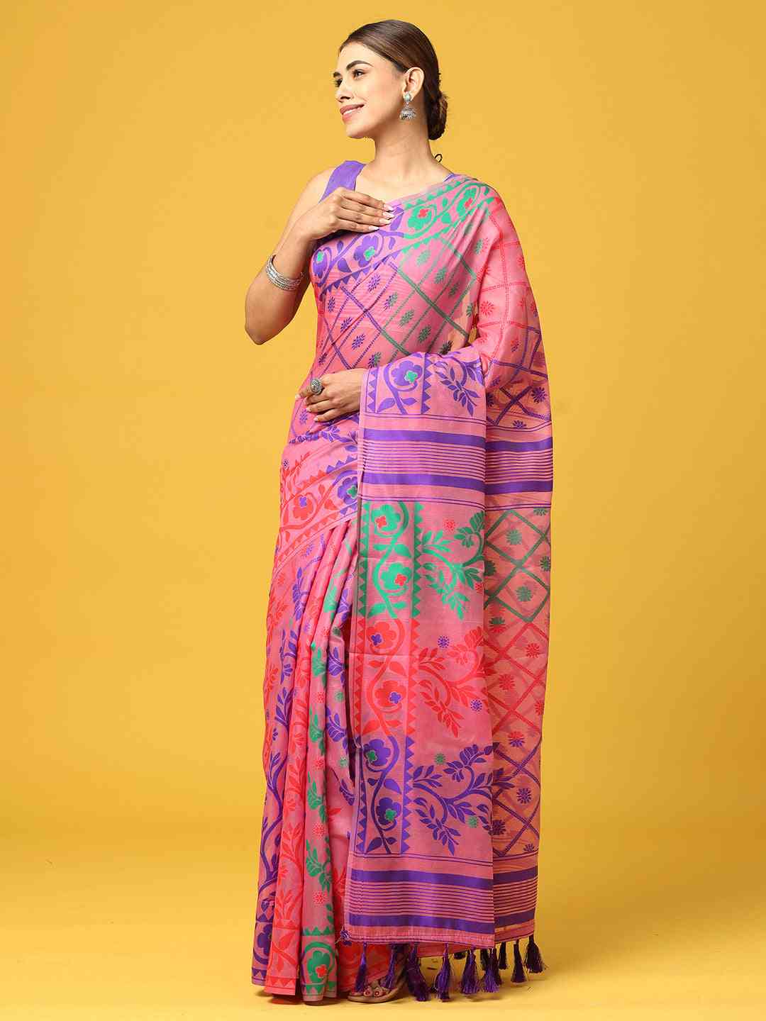 Lovely Dhakai Jamdani Light Weight Cotton Silk Saree by My Store