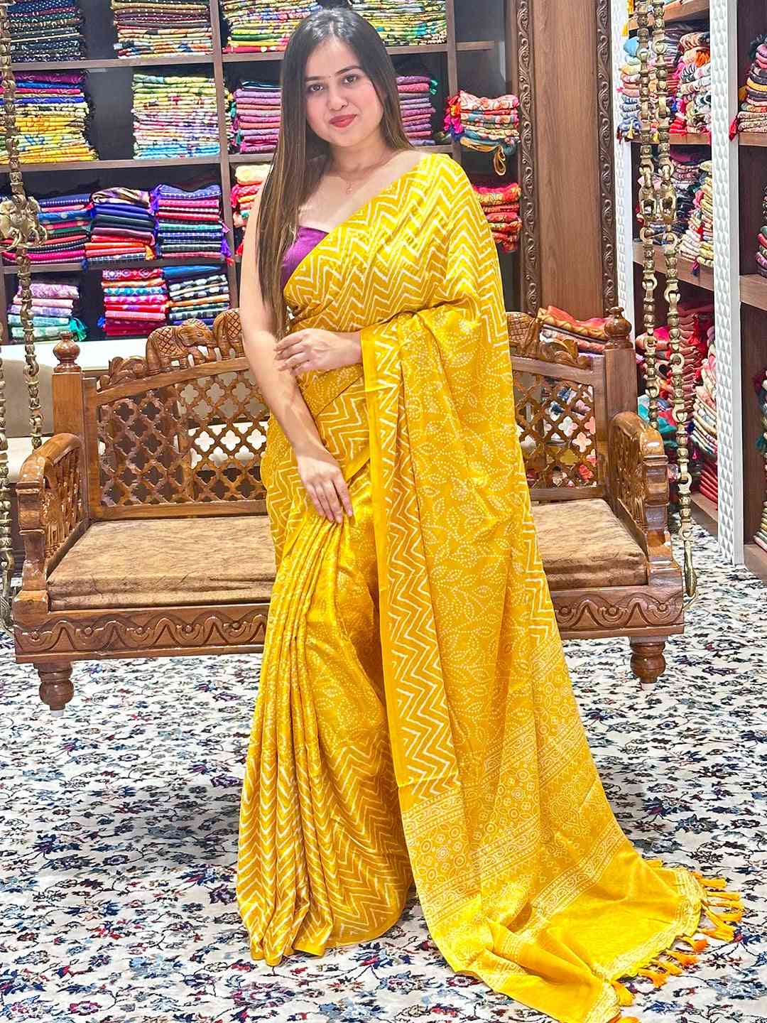 Exclusive Manipuri Silk Saree with Foil Print by My Store