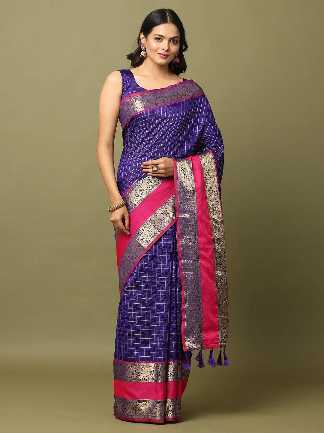 Soft Silk Woven Design Zari Kanchi Blend Banarasi Saree by My Store