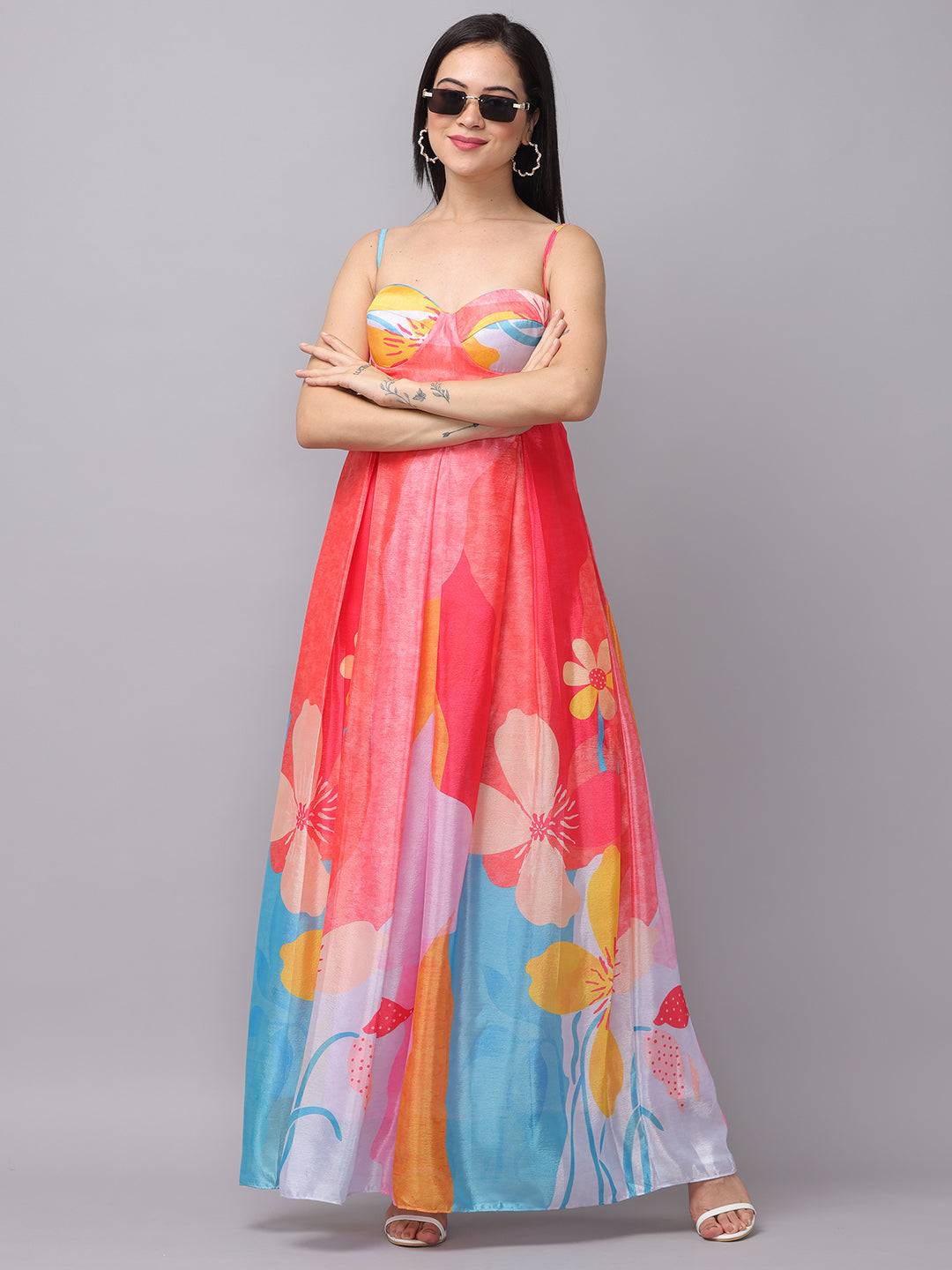 Rose Pink Sweetheart Neck Dress by My Store