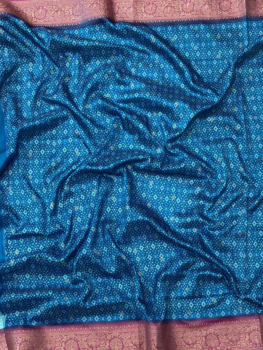 Soft Silk Blue Colour Banarasi saree With Zari Patola Pallu. by My Store