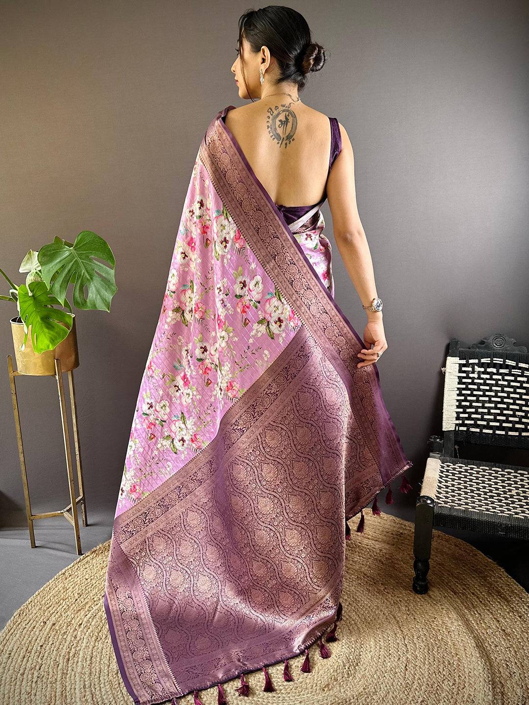 Lavender Bliss Floral Saree by My Store