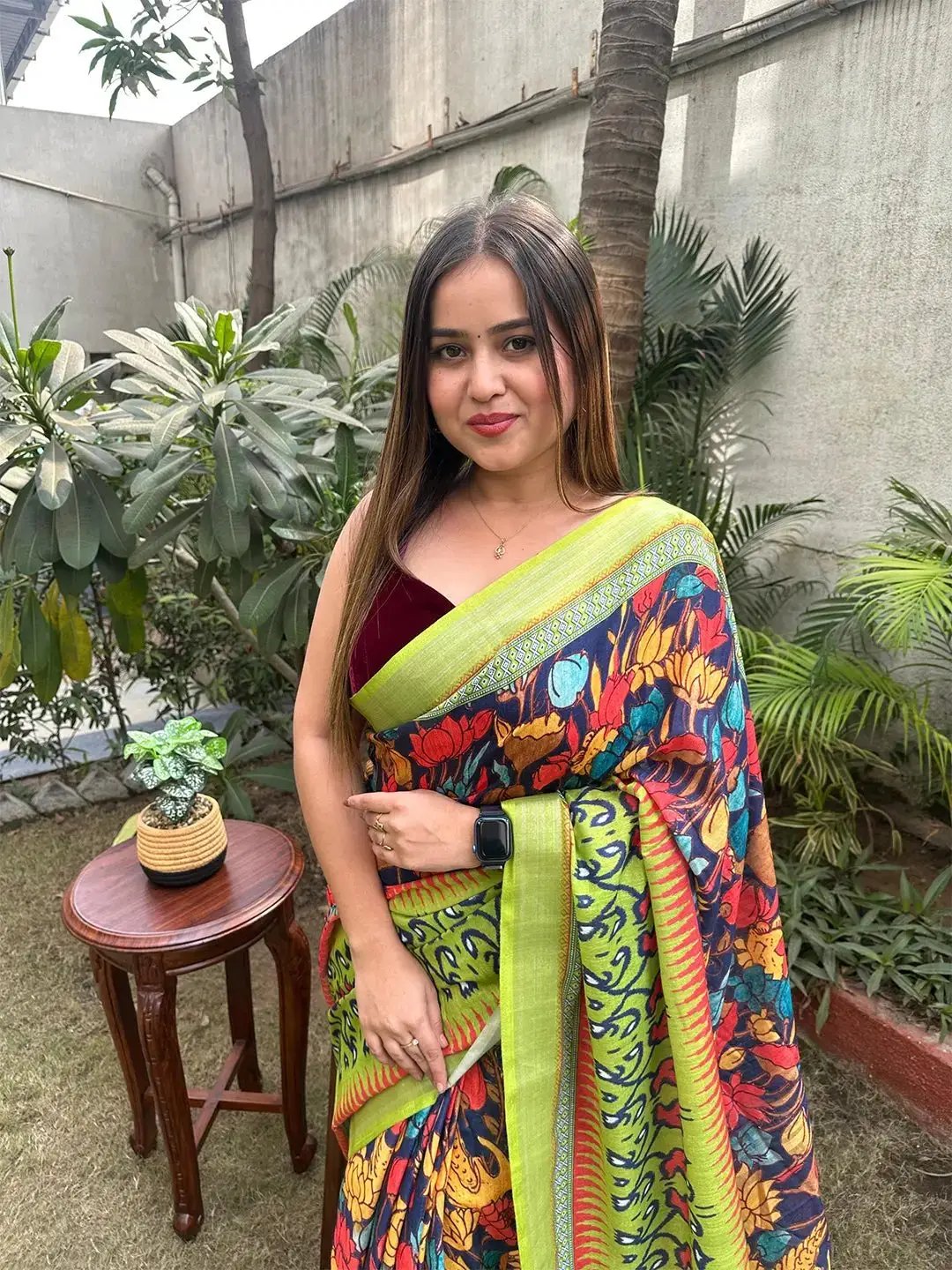 Floral Ikkat Printed Party Wear Saree by My Store