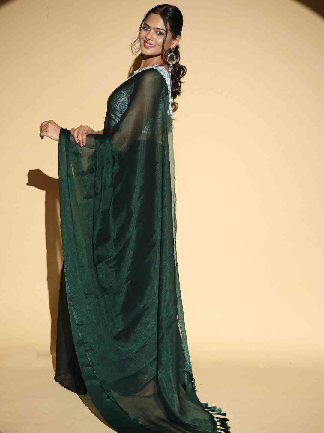 Chiffon Dual Tone Party Wear Design Saree by My Store