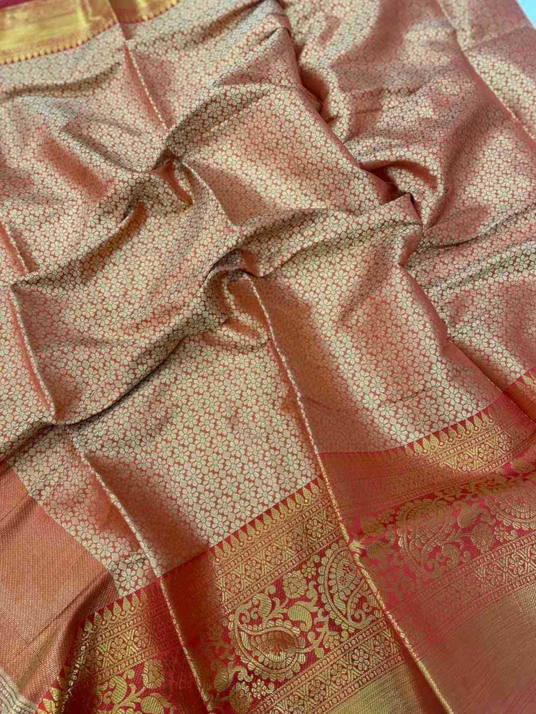 Exclusive Gold Zari One Grm Gold Kanjivaaram Pattu Silk Saree. by My Store