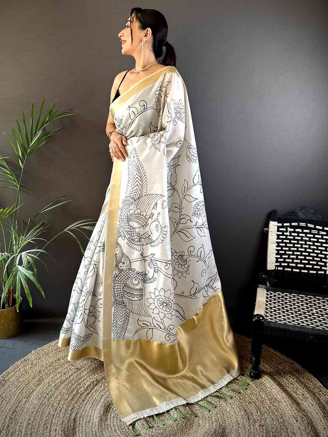 Exclusive Pen Kalamkari Soft Tissue Silk Saree by My Store